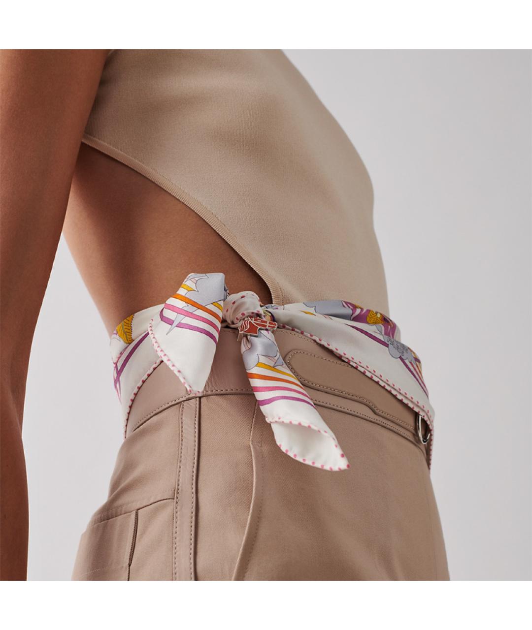 HERMES Белый шарф, фото 2