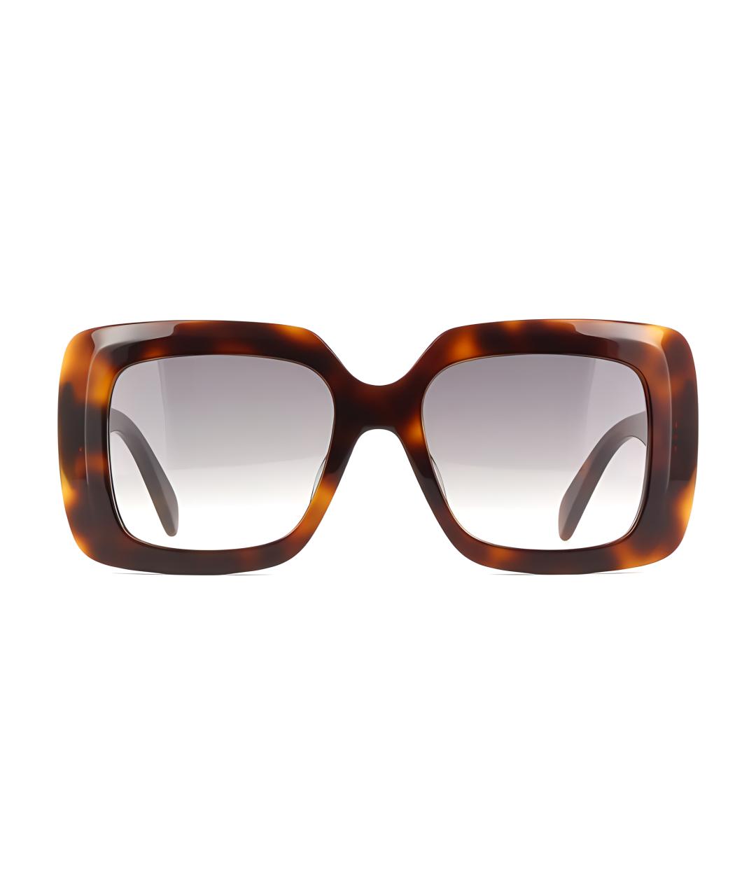 CELINE Коричневые пластиковые солнцезащитные очки, фото 2