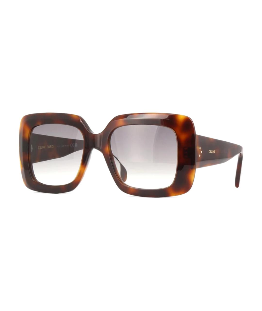 CELINE Коричневые пластиковые солнцезащитные очки, фото 1