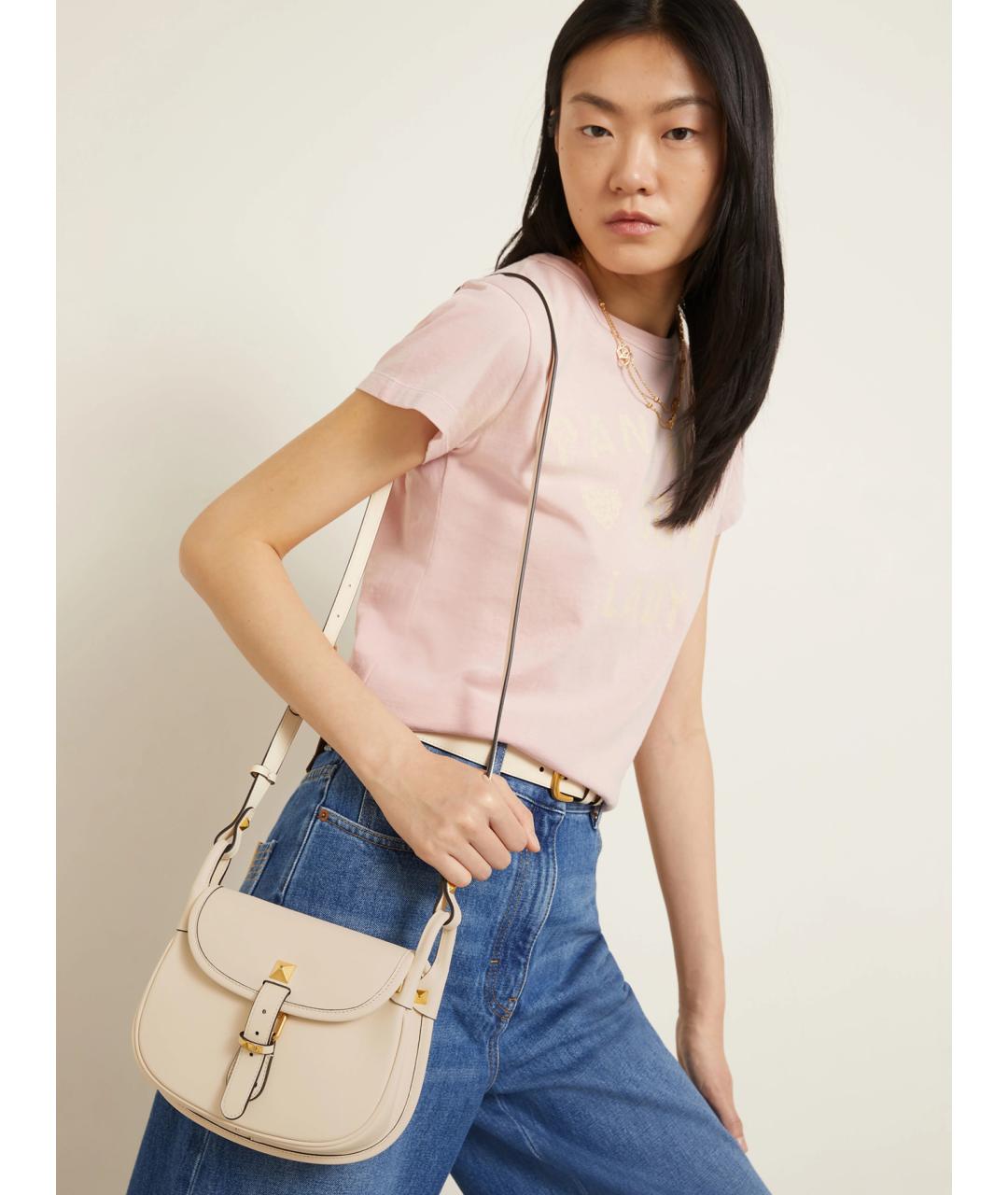 VALENTINO Белая кожаная сумка через плечо, фото 3