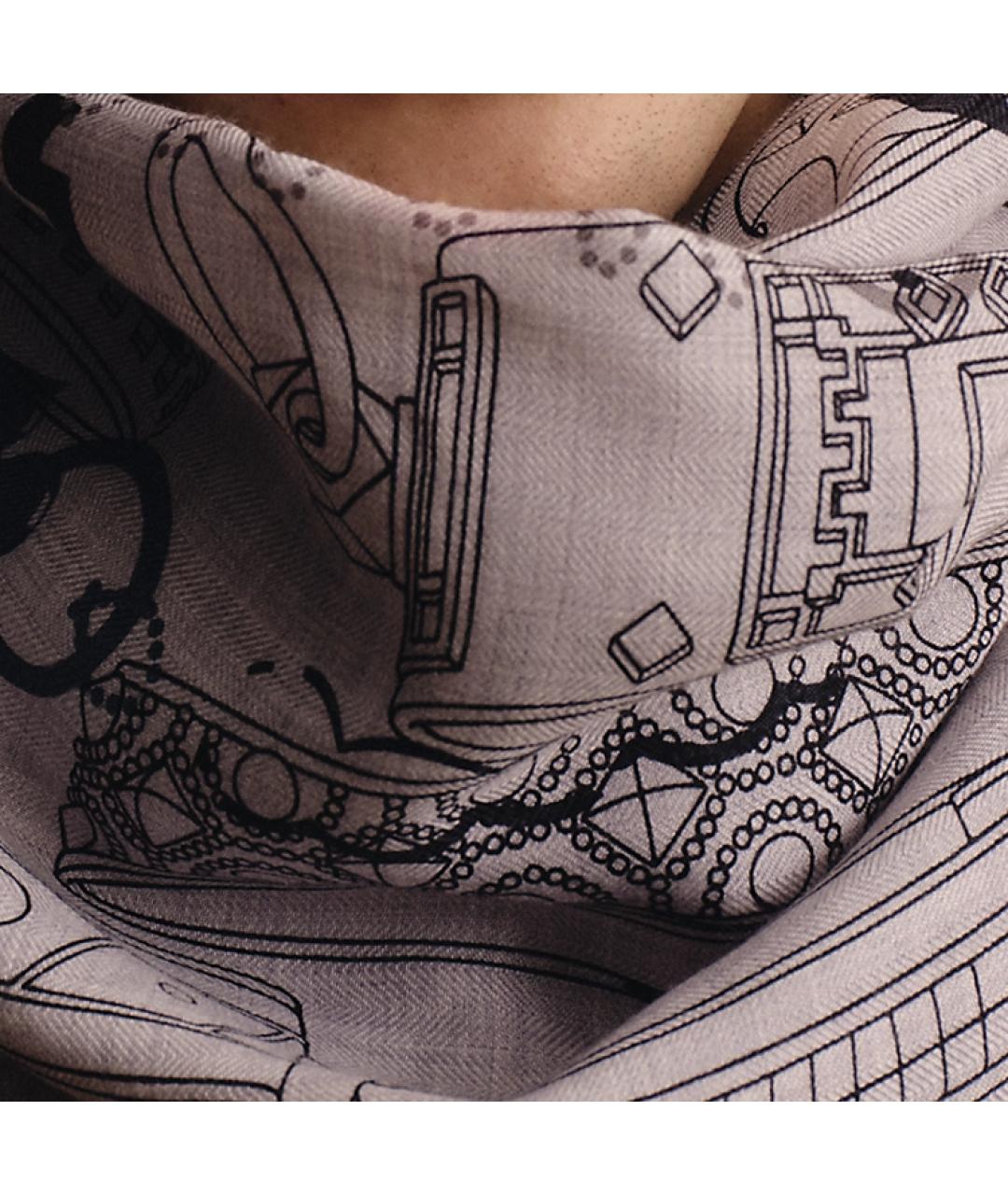 HERMES Серый шарф, фото 2