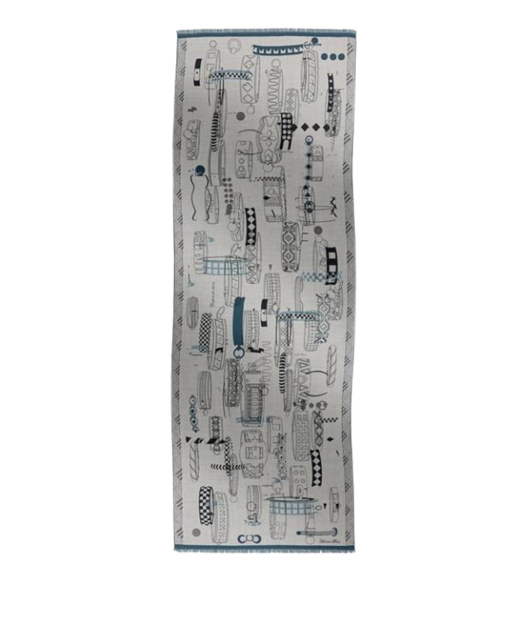 HERMES Серый шарф, фото 1