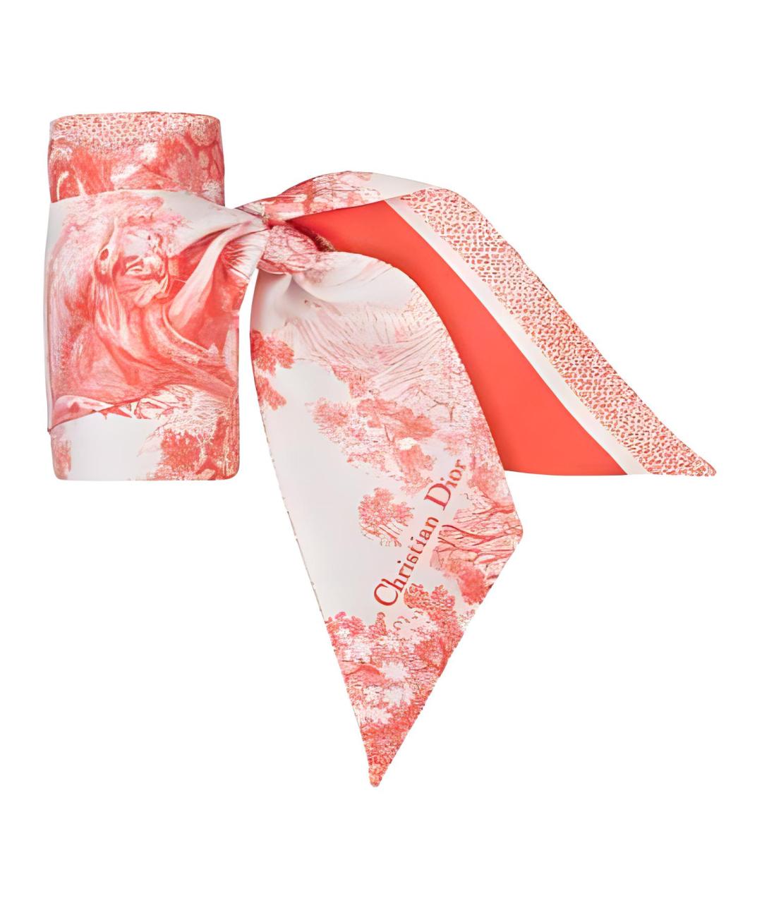 CHRISTIAN DIOR Оранжевый шелковый шарф, фото 3