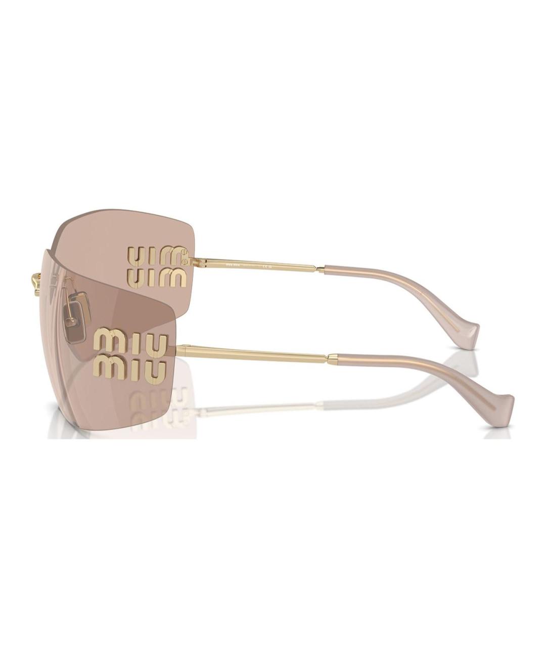 MIU MIU Золотые металлические солнцезащитные очки, фото 3