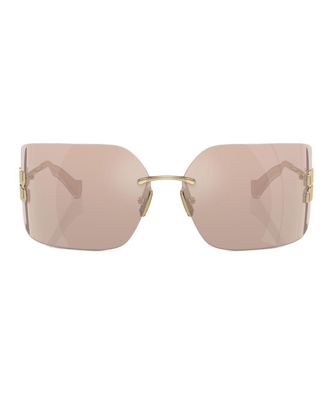 MIU MIU Золотые металлические солнцезащитные очки, фото 2