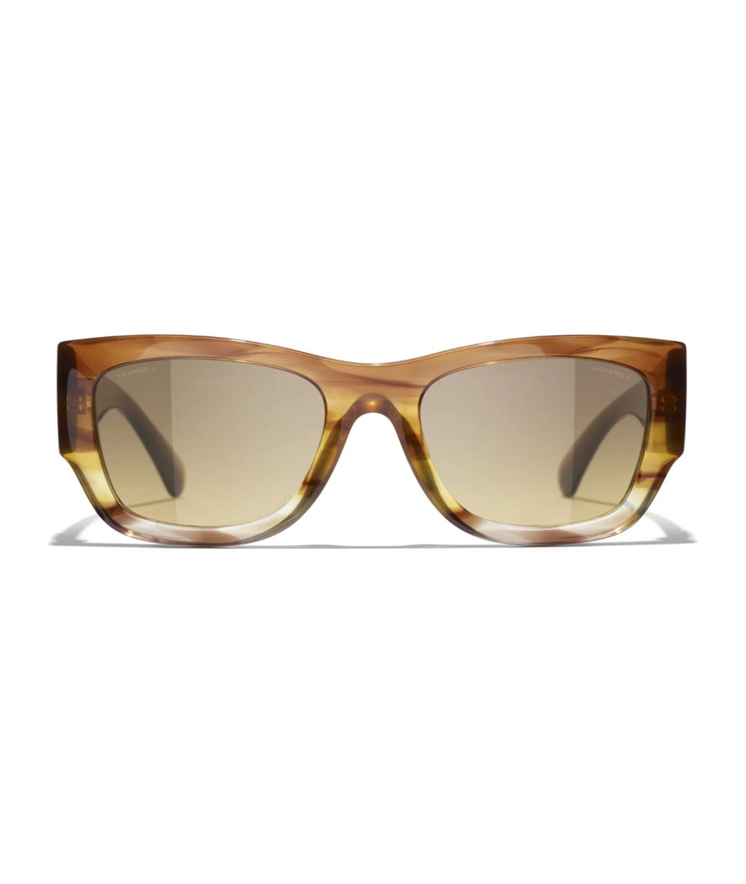 CHANEL Коричневые пластиковые солнцезащитные очки, фото 1