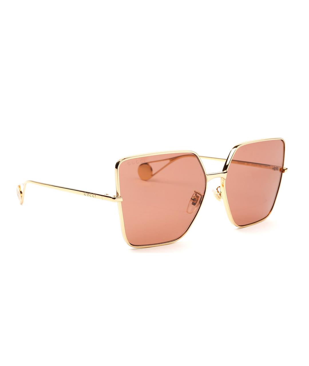 GUCCI Золотые металлические солнцезащитные очки, фото 2