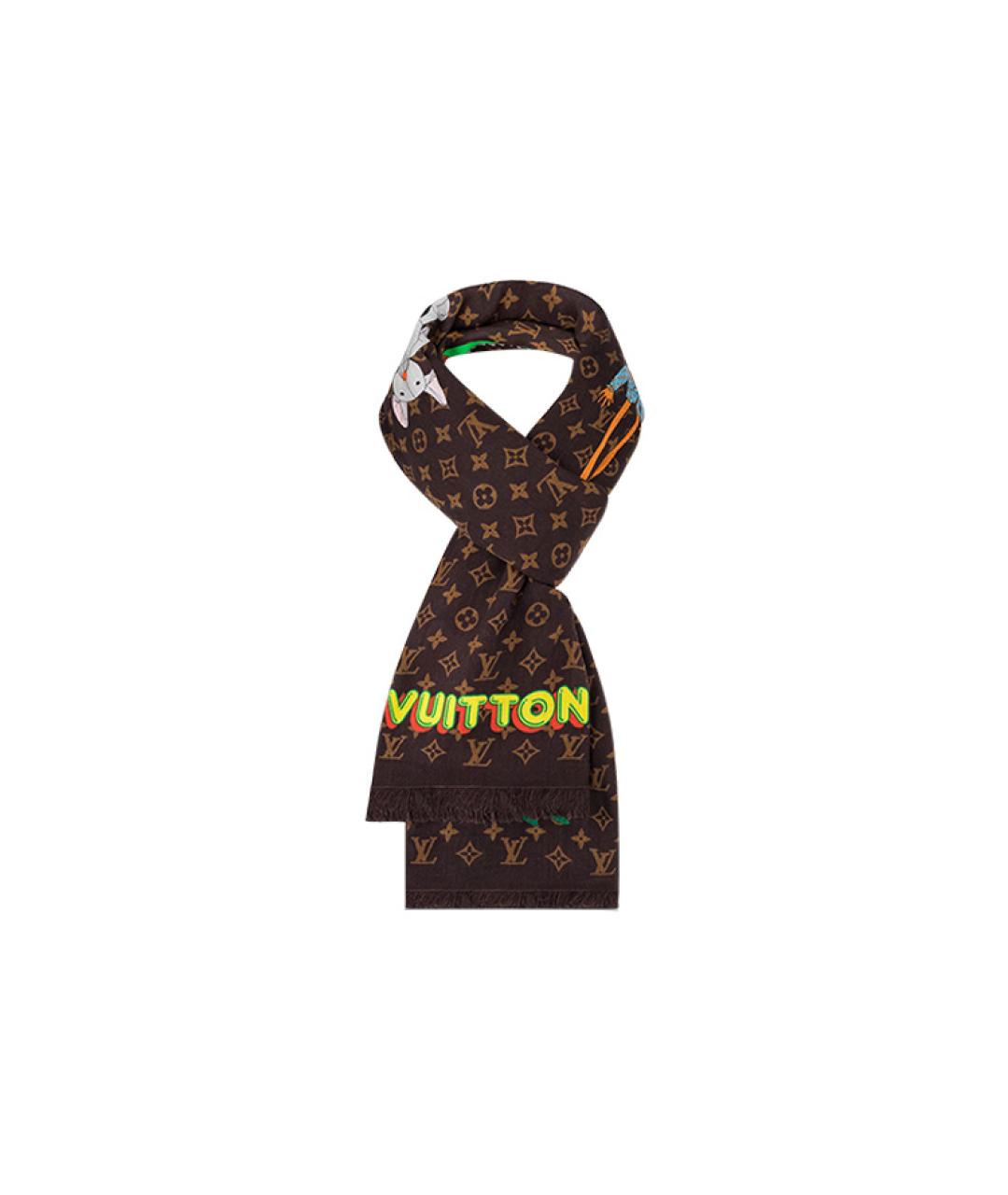 LOUIS VUITTON Коричневый шарф, фото 4