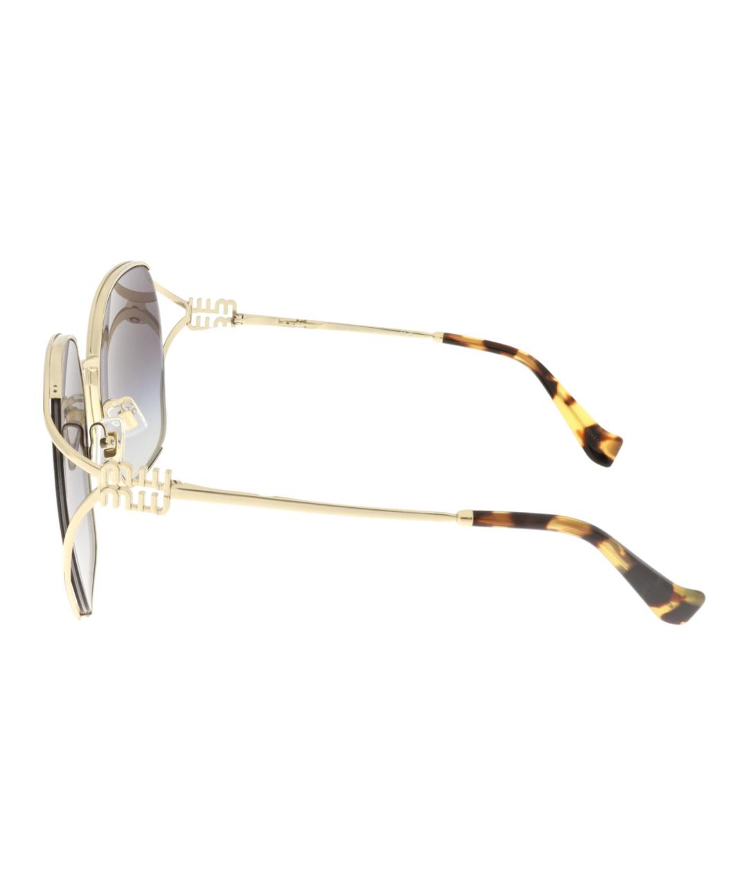 MIU MIU Золотые металлические солнцезащитные очки, фото 3