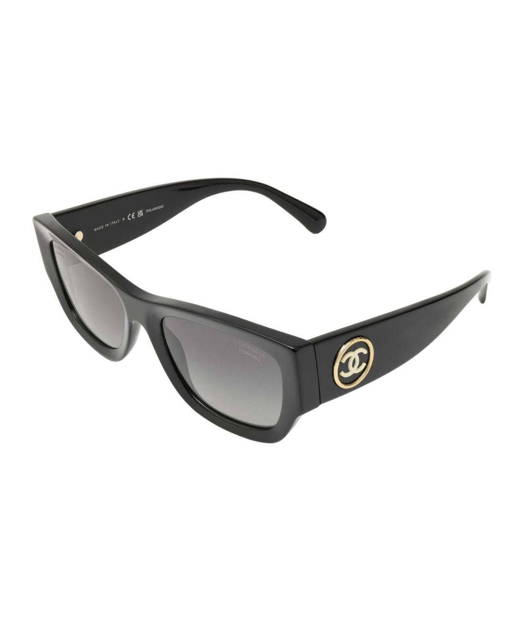CHANEL Черные пластиковые солнцезащитные очки, фото 1
