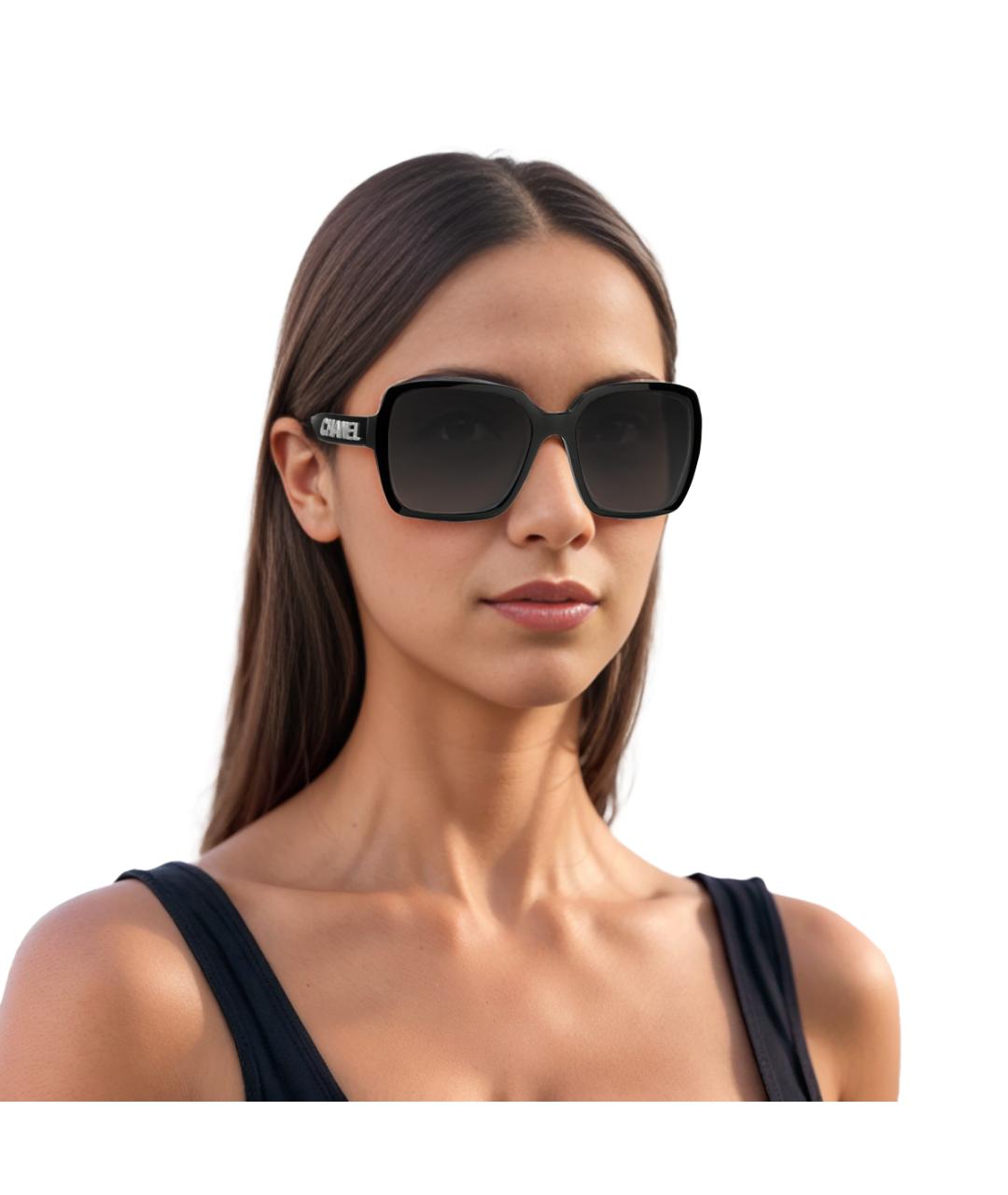 CHANEL Черные пластиковые солнцезащитные очки, фото 4