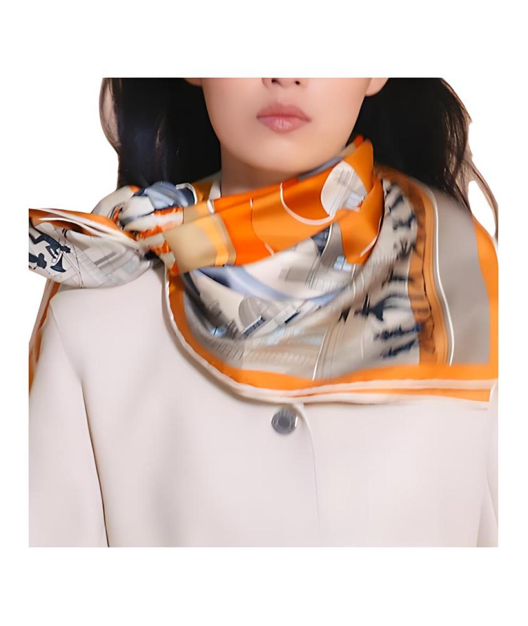 HERMES Мульти шелковый шарф, фото 2