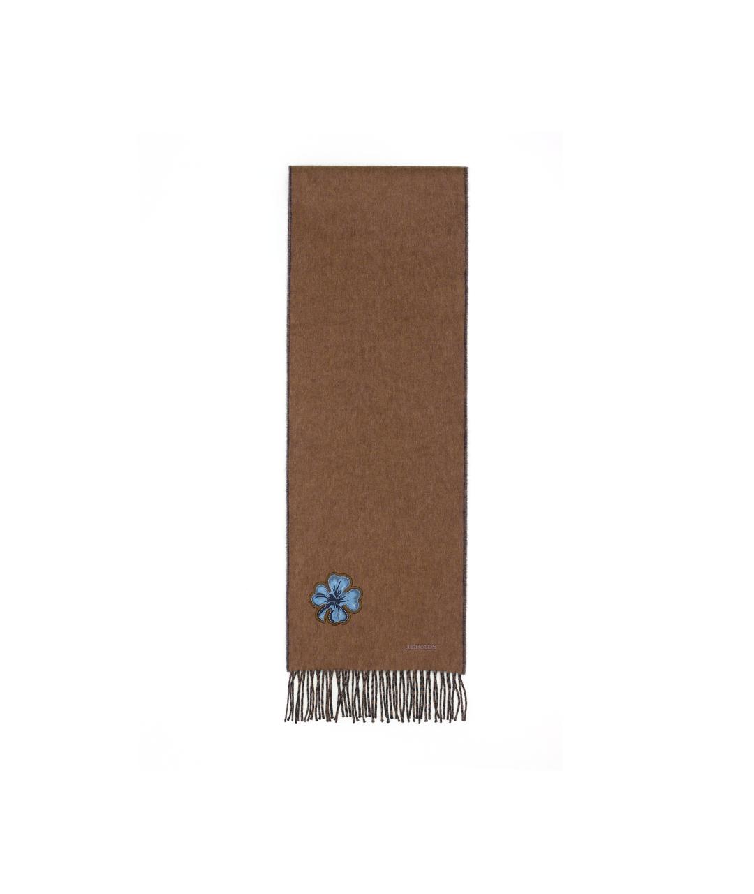 HERMES Коричневый кашемировый шарф, фото 4
