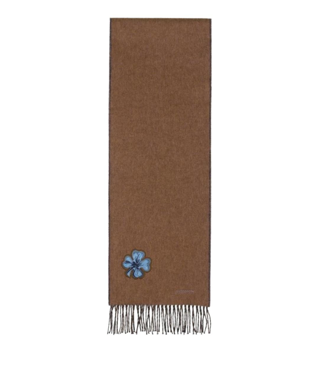 HERMES Коричневый кашемировый шарф, фото 1