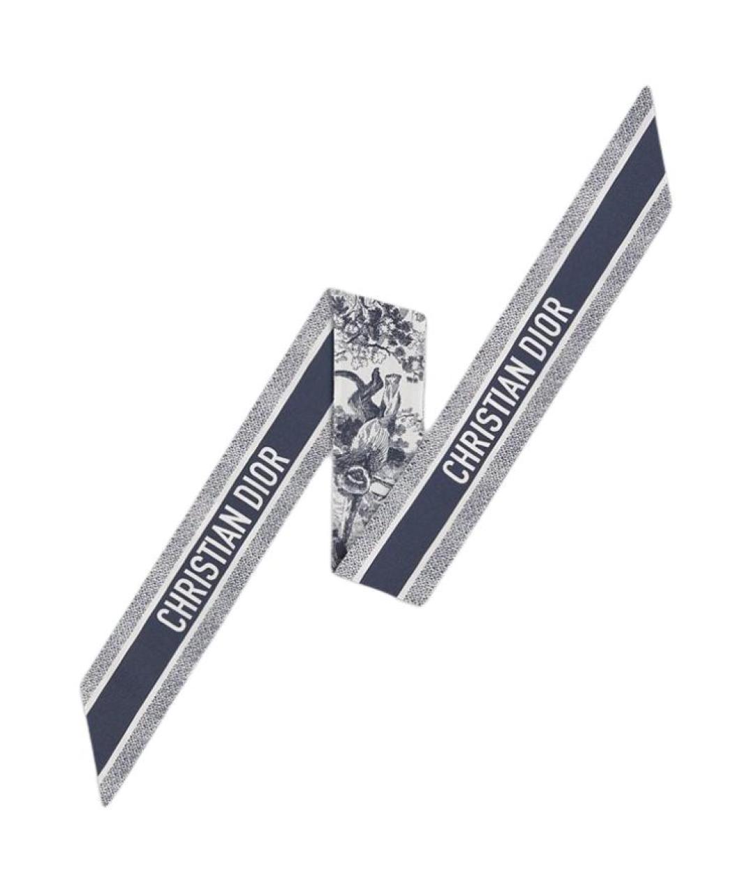 CHRISTIAN DIOR Синий шелковый шарф, фото 1