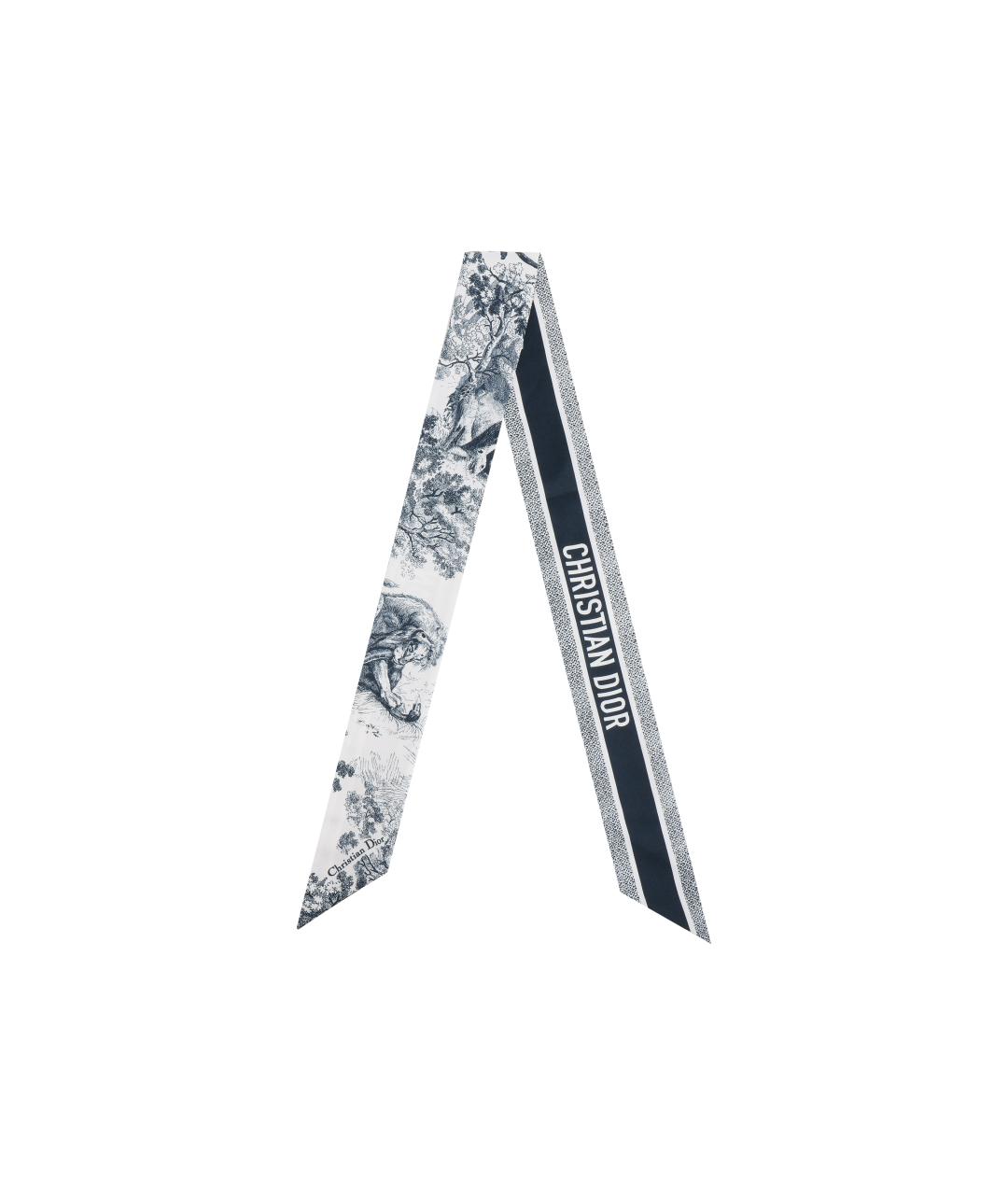 CHRISTIAN DIOR Синий шелковый шарф, фото 4