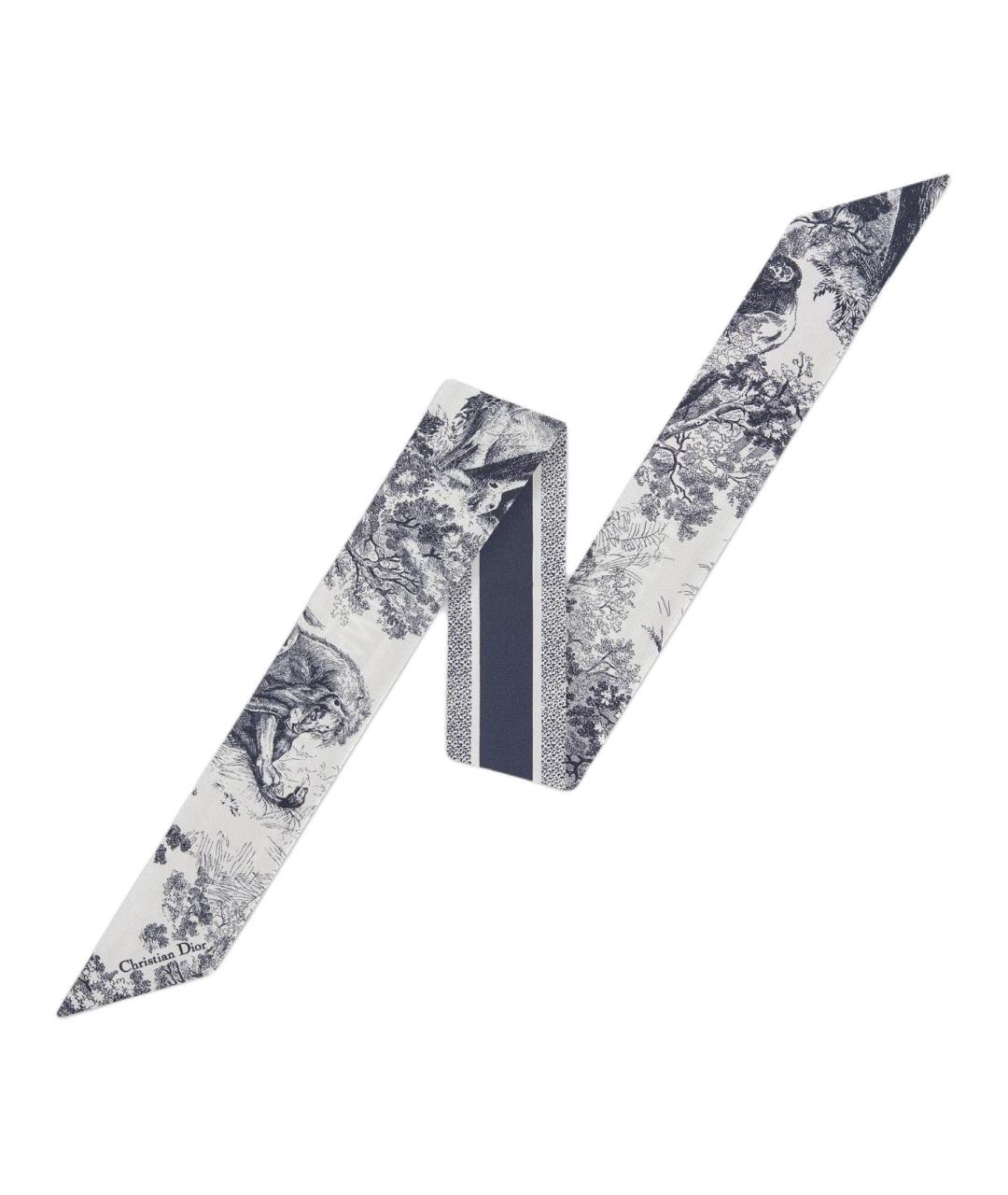 CHRISTIAN DIOR Синий шелковый шарф, фото 2