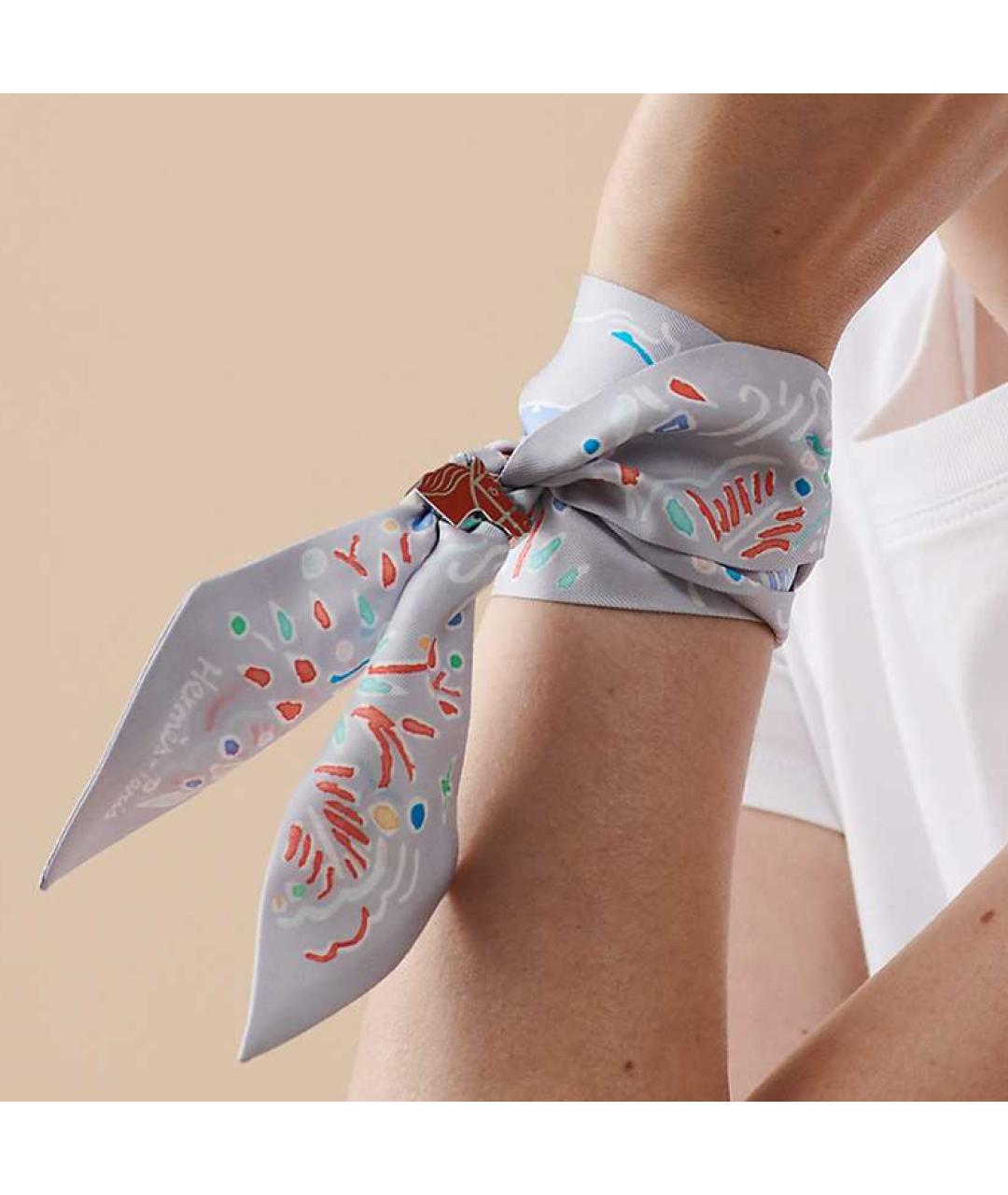 HERMES Мульти шелковый шарф, фото 2