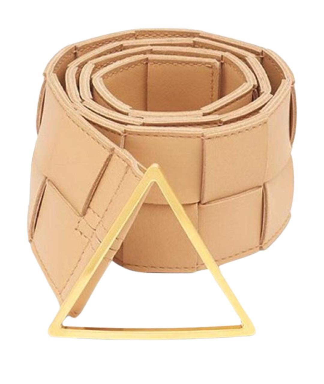 BOTTEGA VENETA Бежевый кожаный ремень, фото 1