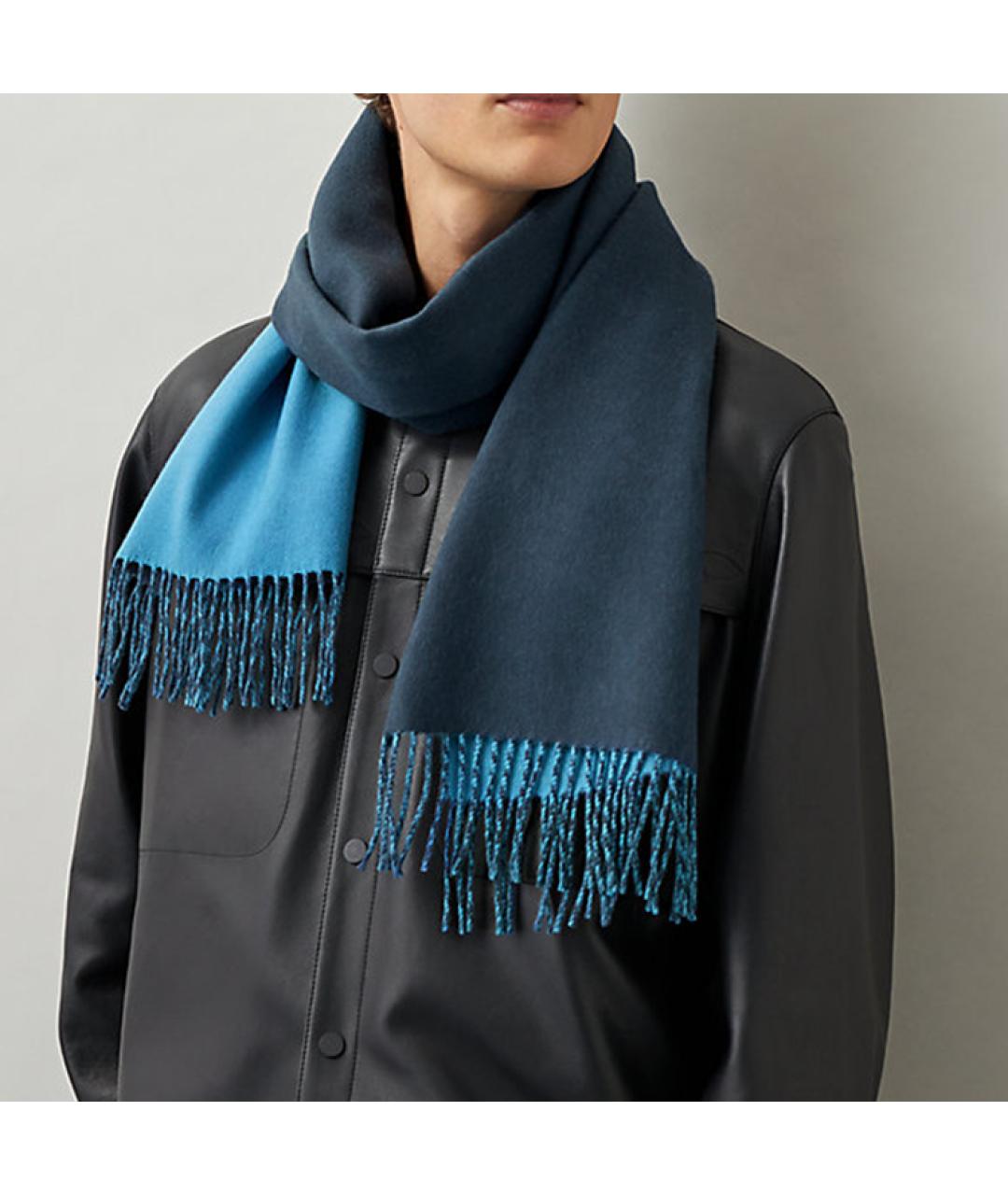 HERMES Темно-синий шарф, фото 2