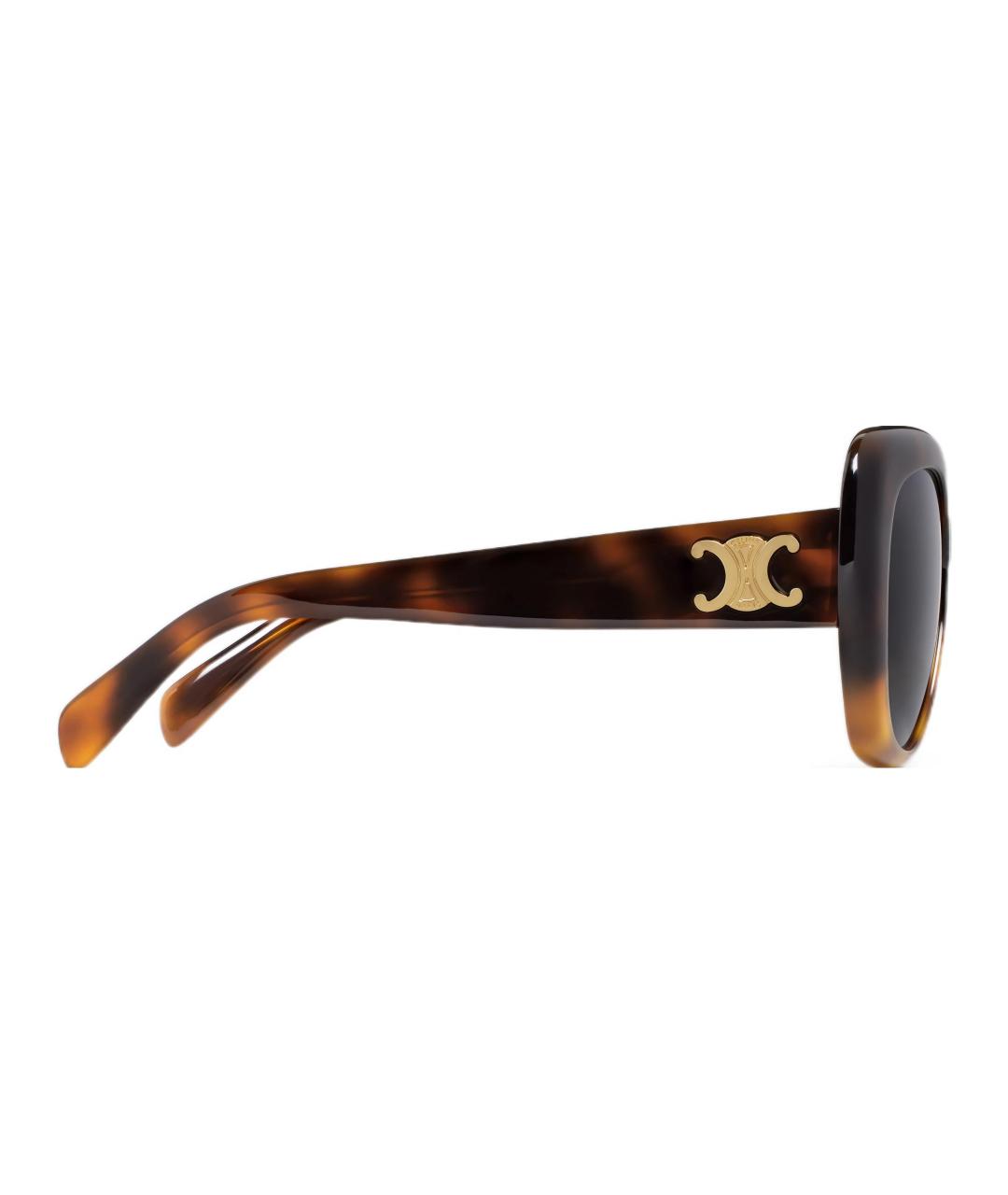 CELINE Коричневые пластиковые солнцезащитные очки, фото 3