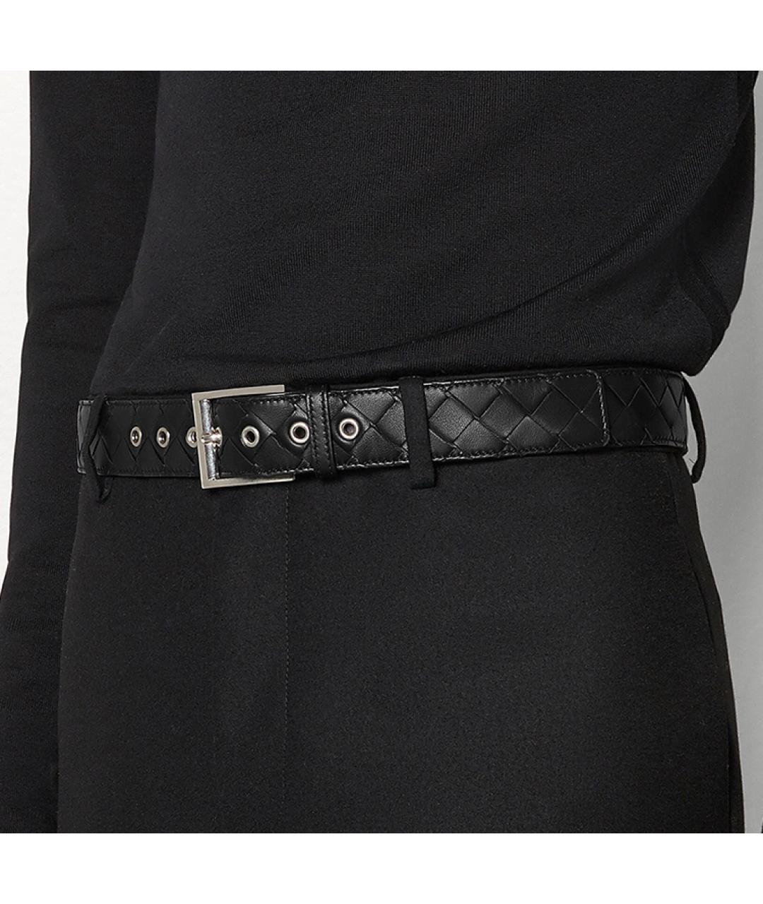 BOTTEGA VENETA Черный кожаный ремень, фото 5