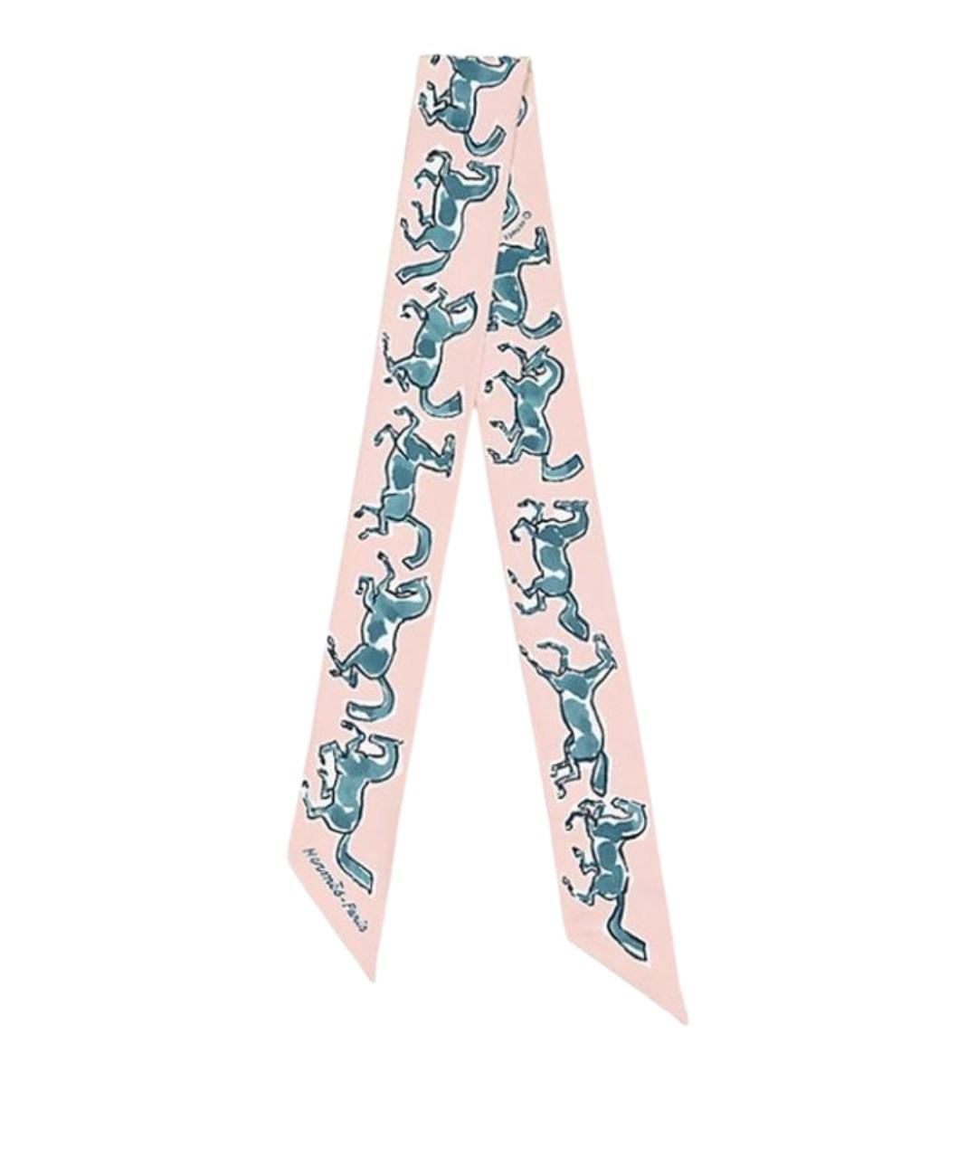 HERMES Розовый шелковый шарф, фото 1