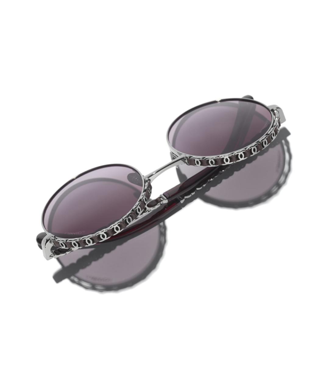 CHANEL Красные металлические солнцезащитные очки, фото 3