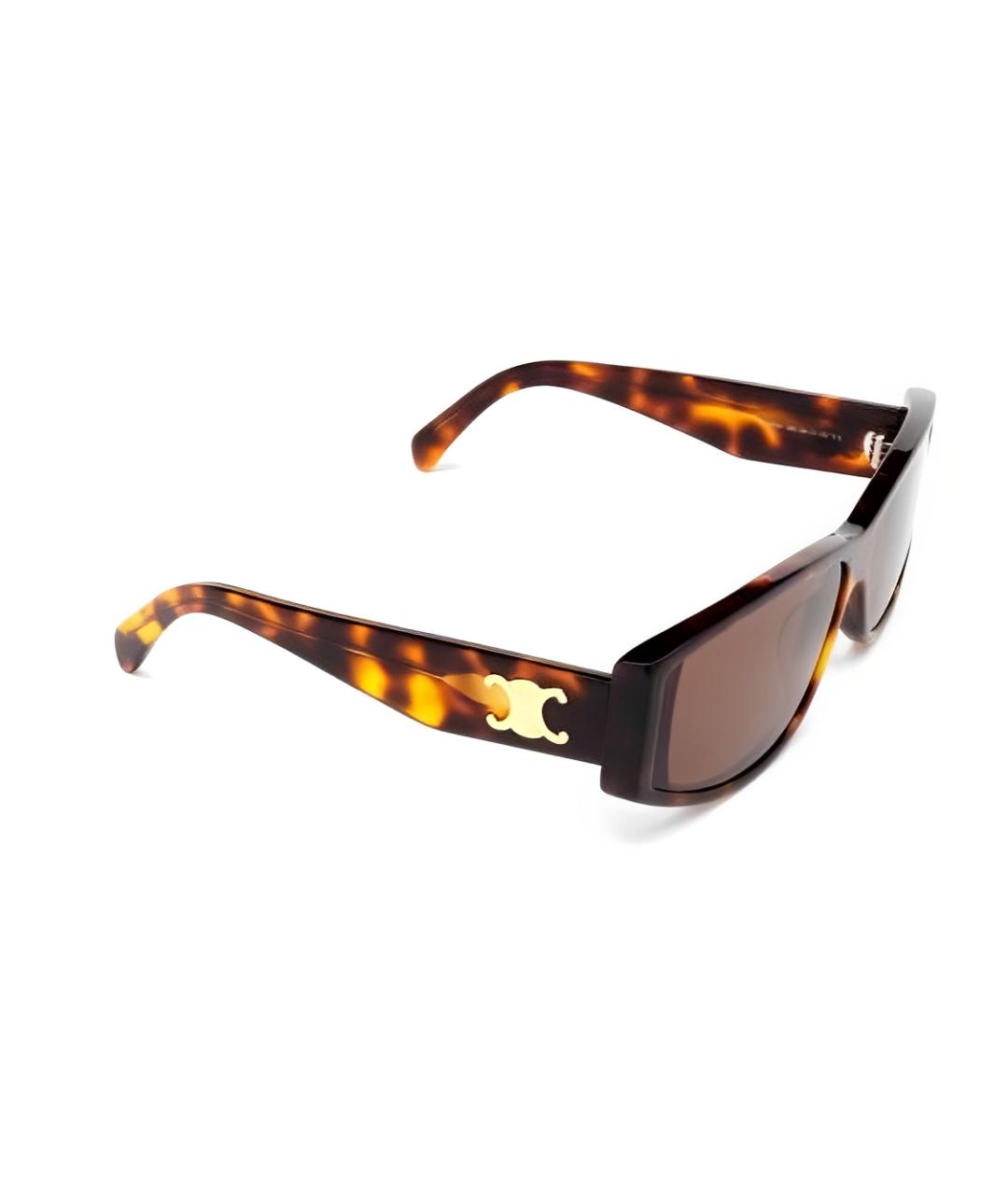 CELINE Коричневые пластиковые солнцезащитные очки, фото 2