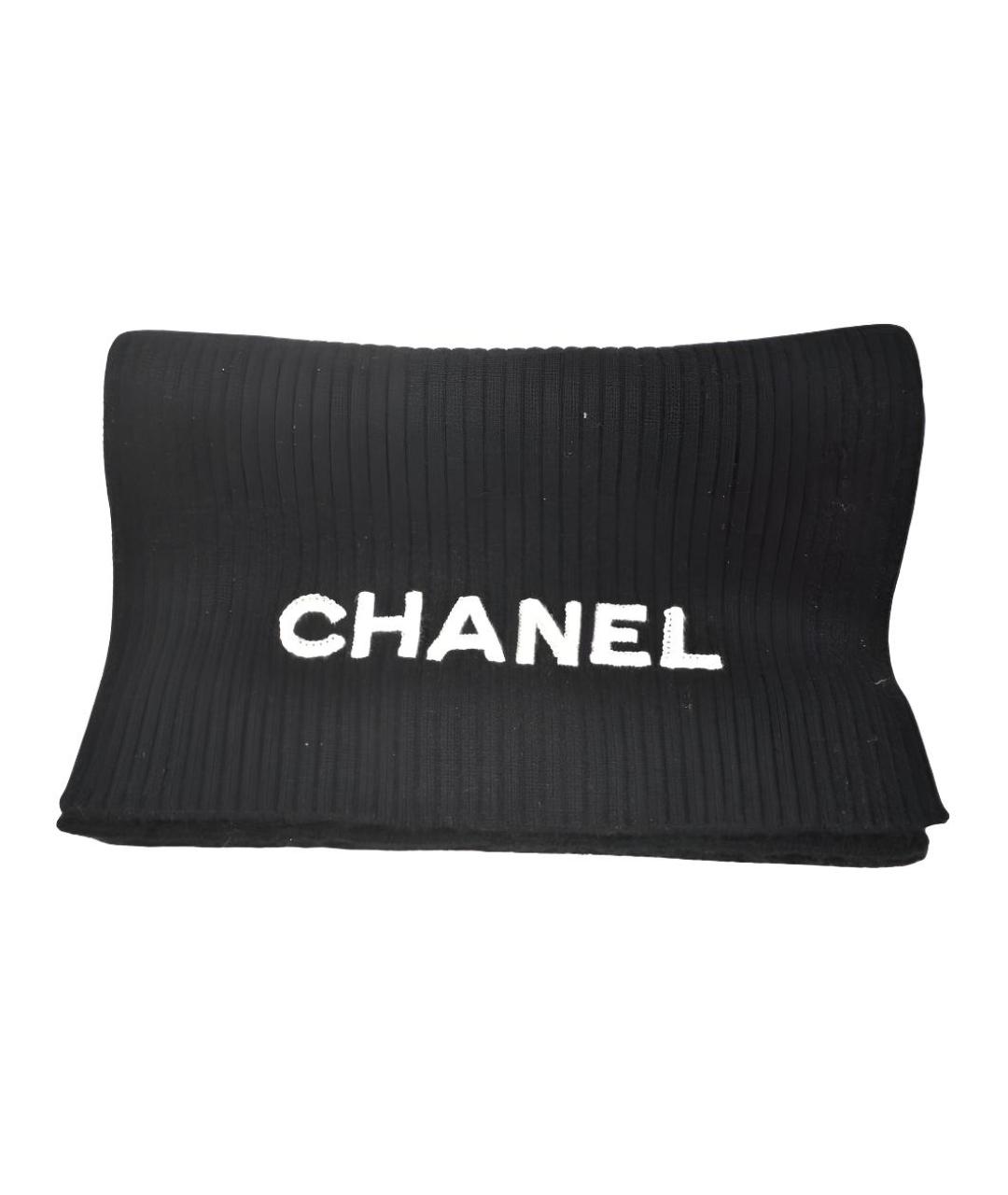 CHANEL Черный кашемировый шарф, фото 1