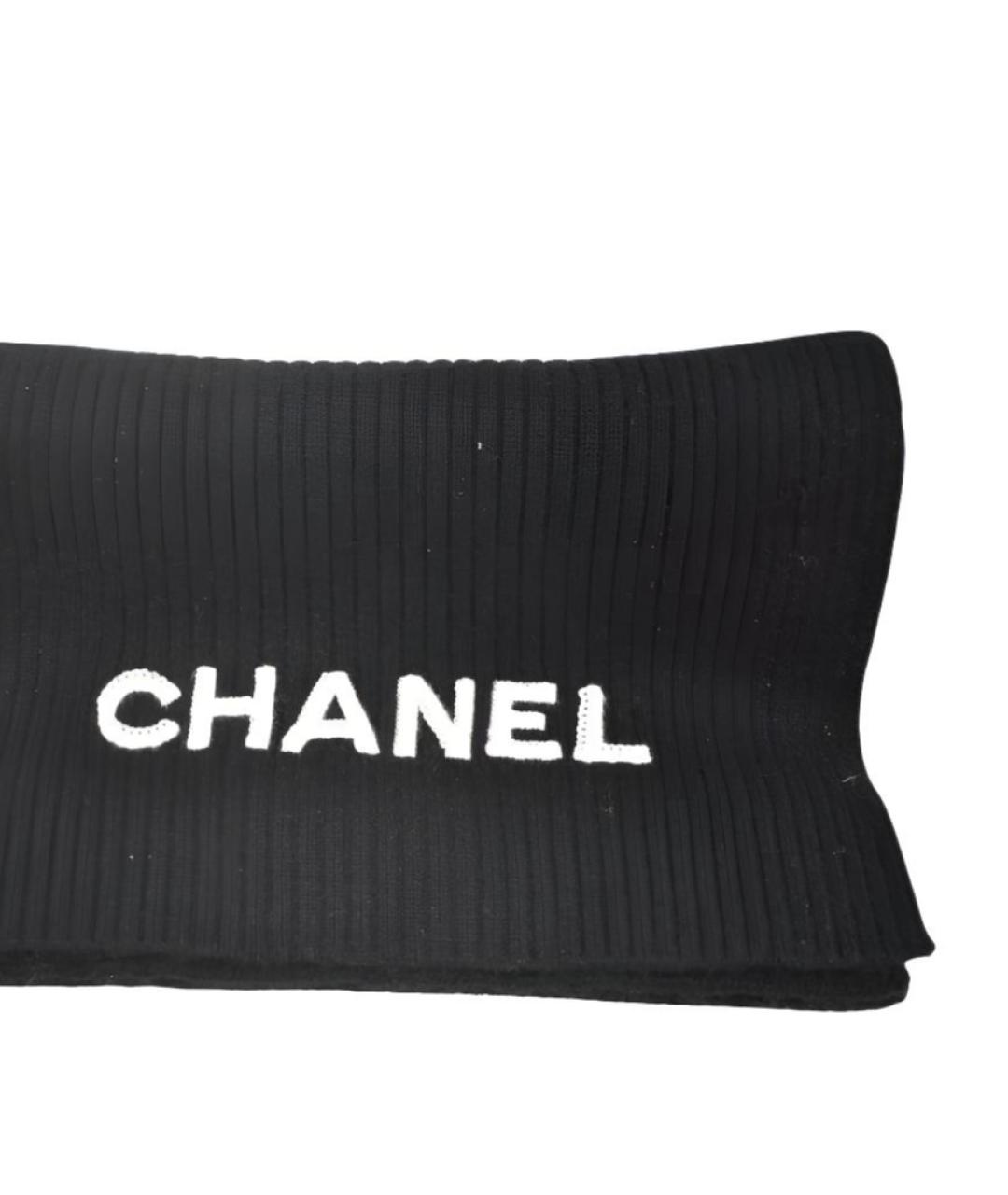 CHANEL Черный кашемировый шарф, фото 3
