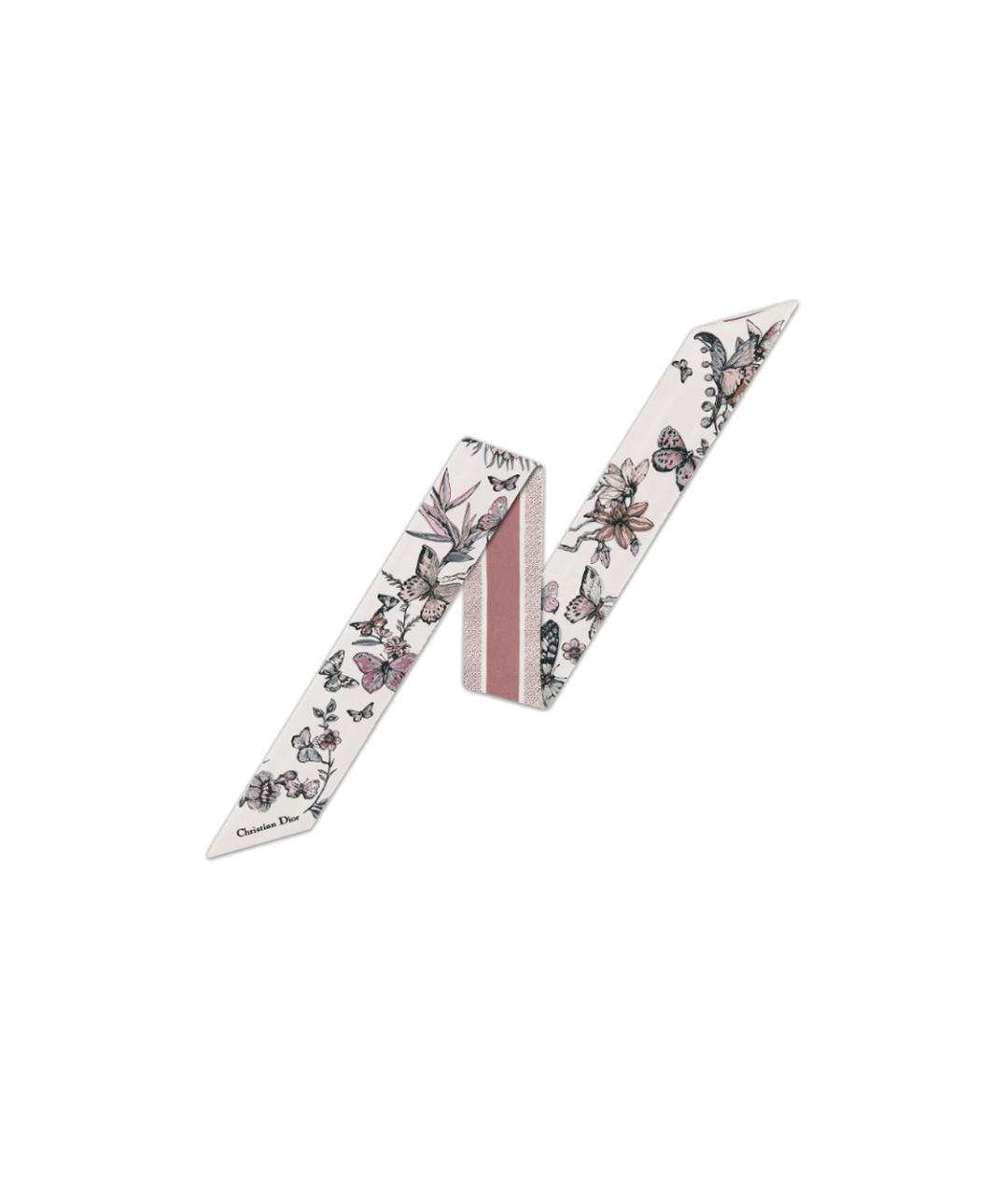 CHRISTIAN DIOR Бежевый шелковый шарф, фото 4