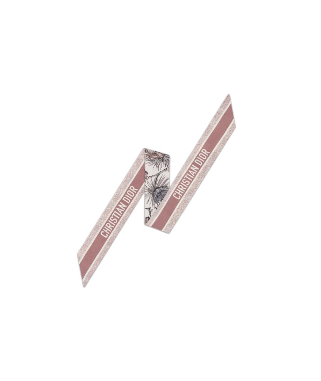CHRISTIAN DIOR Бежевый шелковый шарф, фото 3