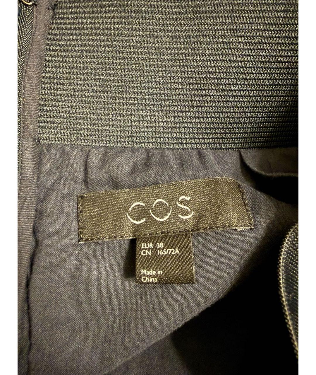 COS Темно-синяя полиэстеровая юбка мини, фото 3