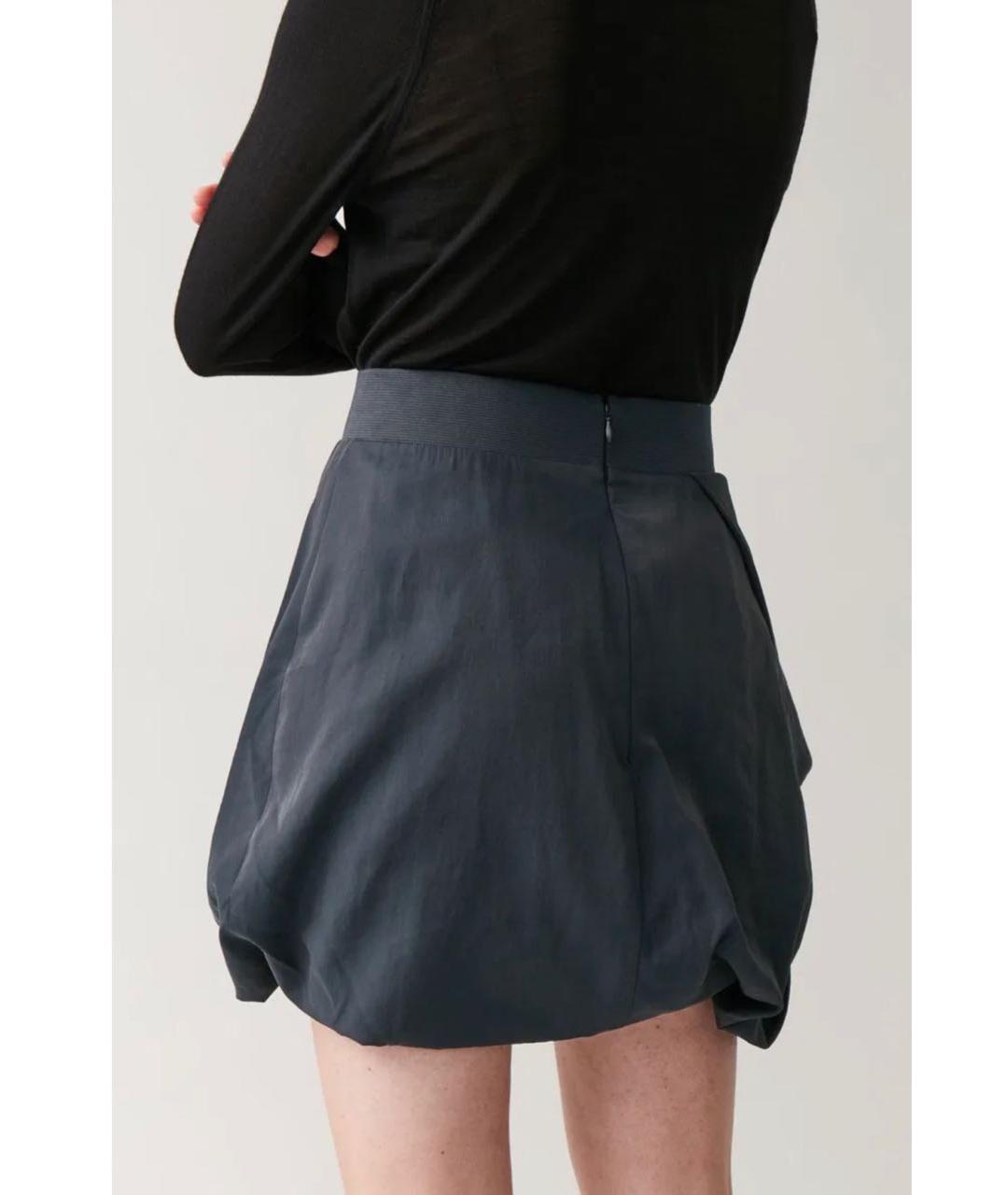COS Темно-синяя полиэстеровая юбка мини, фото 6