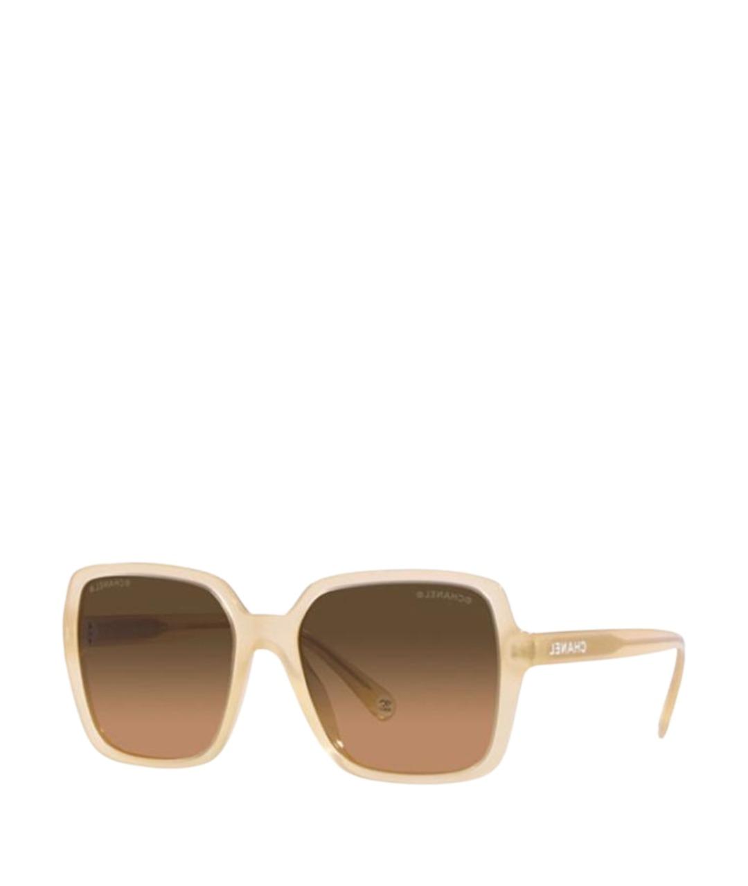 CHANEL Бежевые пластиковые солнцезащитные очки, фото 1