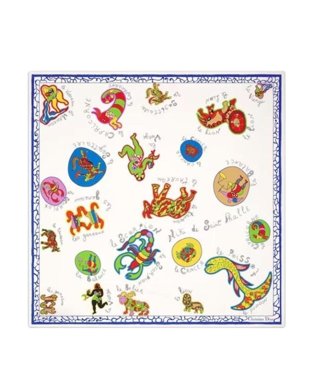 CHRISTIAN DIOR Белый шелковый шарф, фото 1