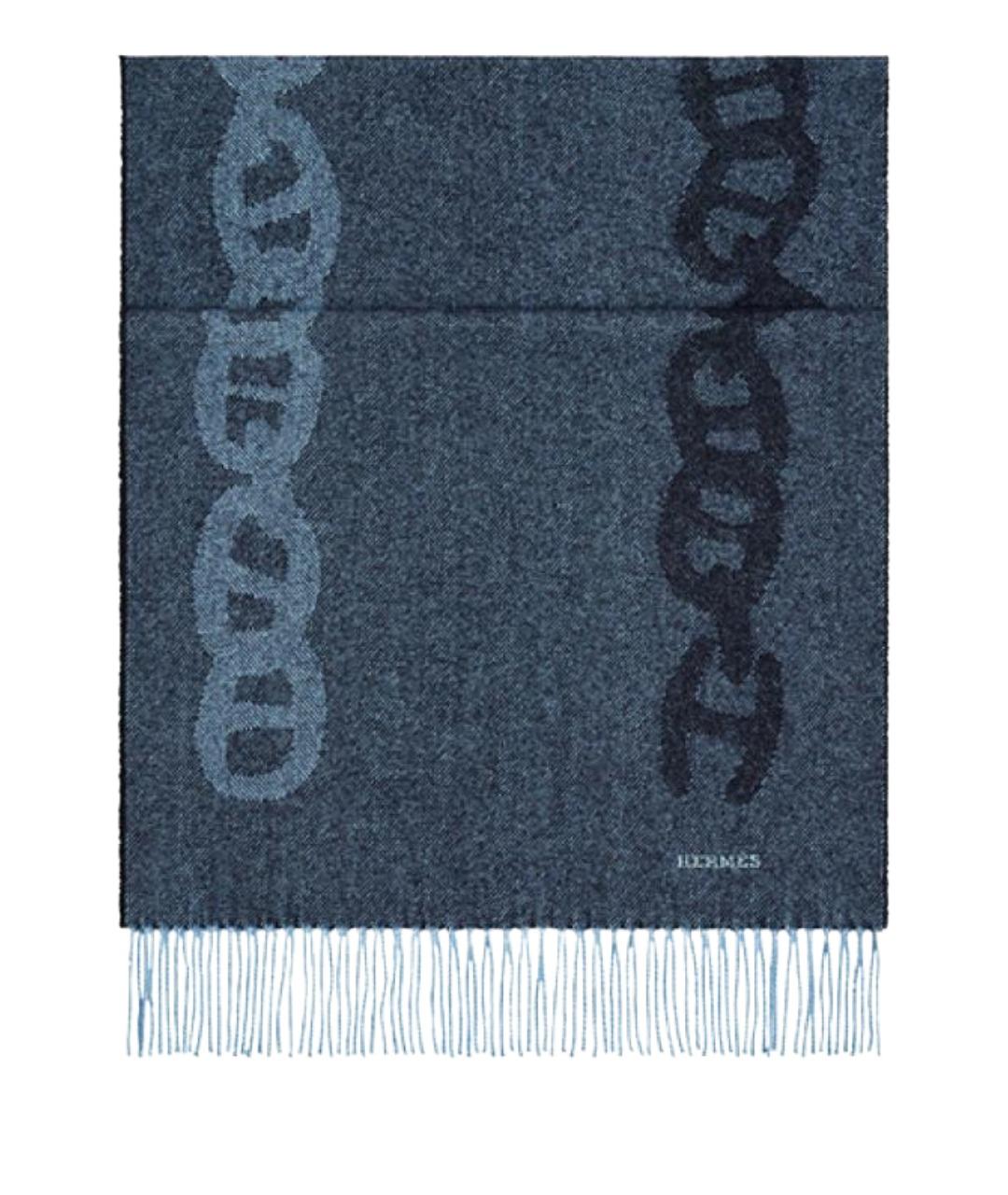 HERMES Темно-синий шарф, фото 1