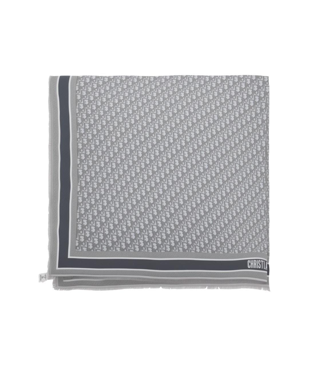 CHRISTIAN DIOR Серый шарф, фото 1