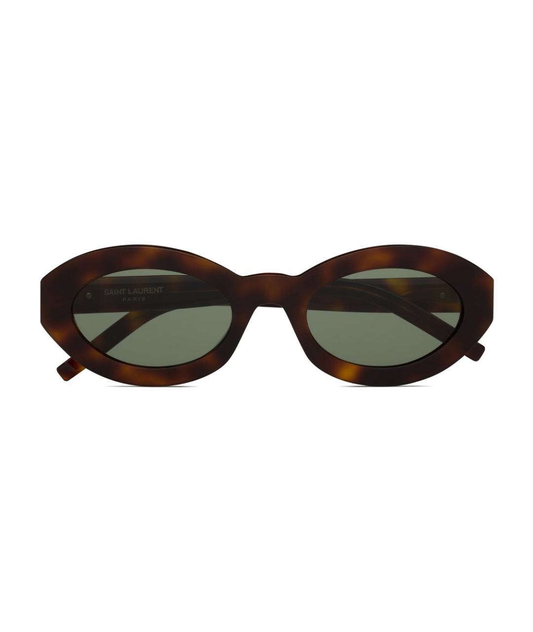 SAINT LAURENT Коричневые пластиковые солнцезащитные очки, фото 2