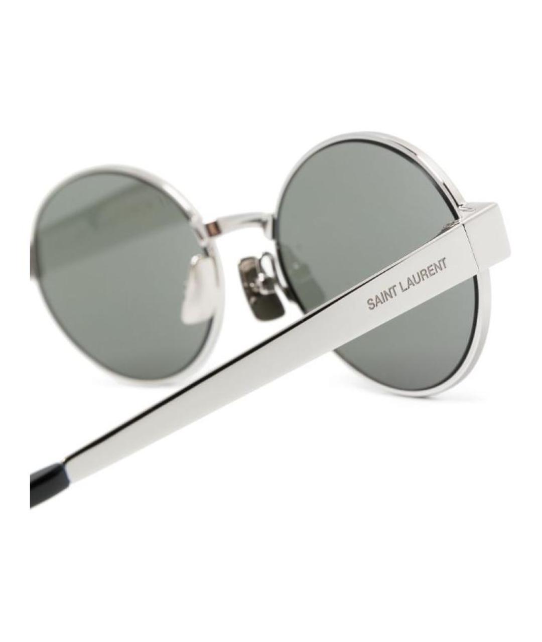 SAINT LAURENT Серебряные металлические солнцезащитные очки, фото 3