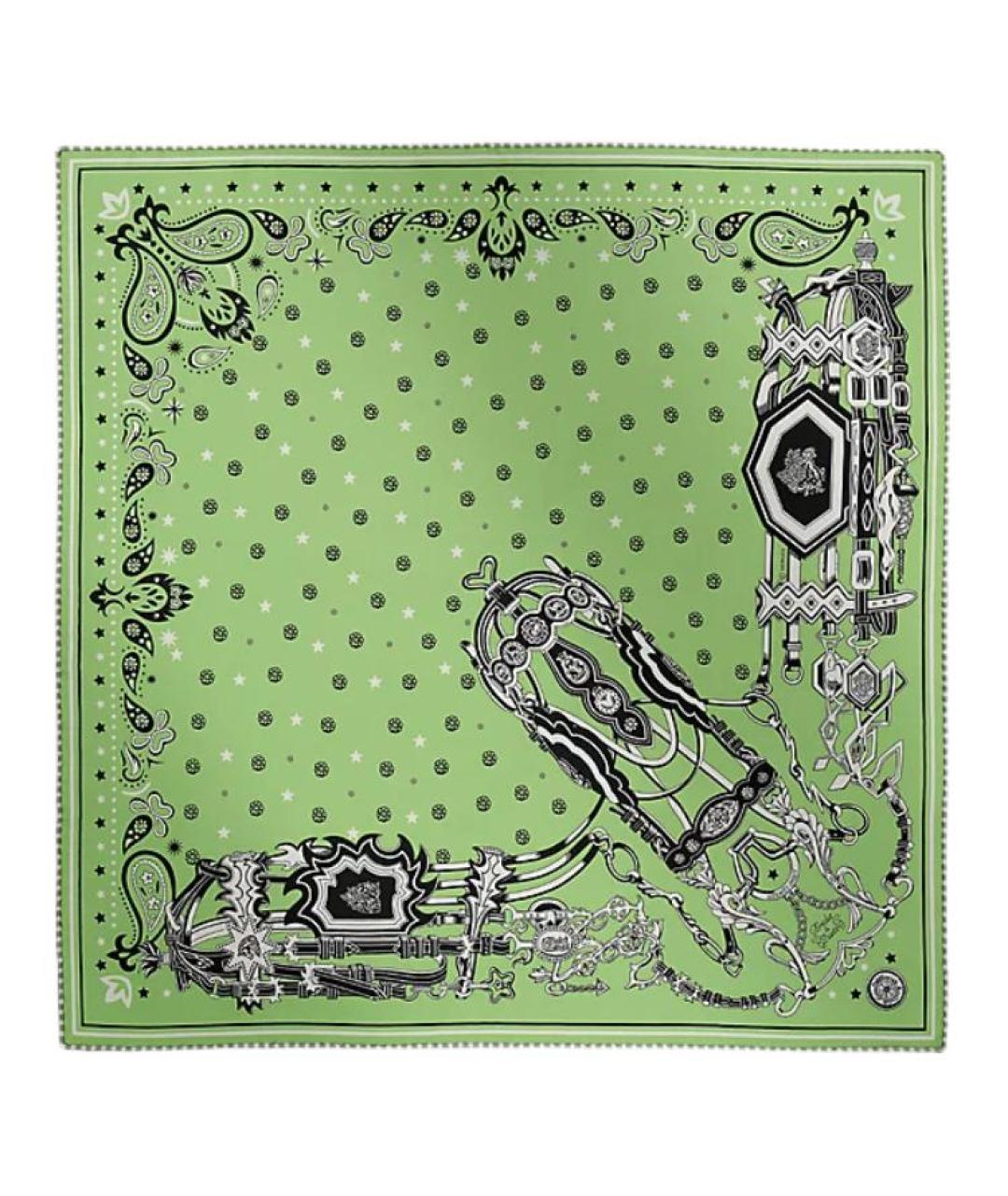 HERMES Зеленый шелковый шарф, фото 1