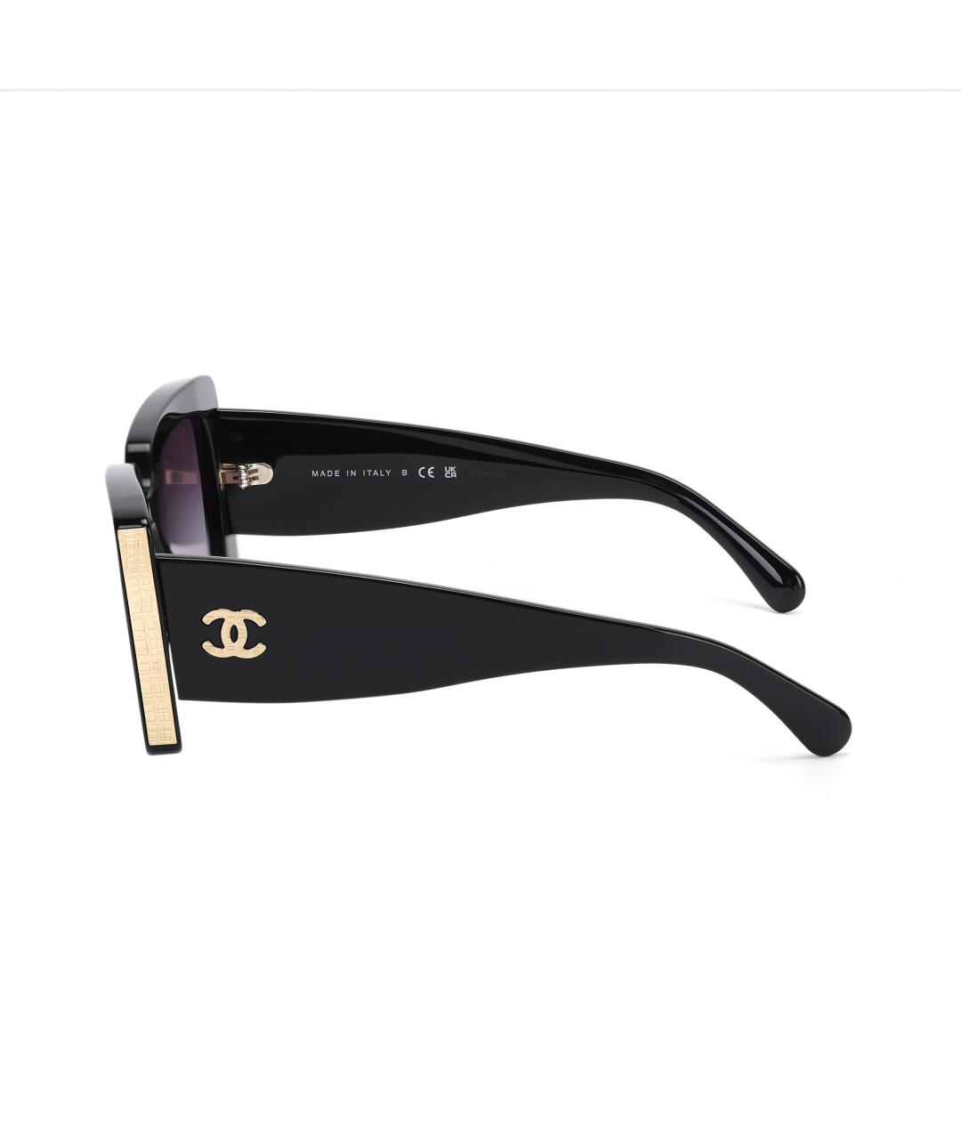 CHANEL Черные пластиковые солнцезащитные очки, фото 3