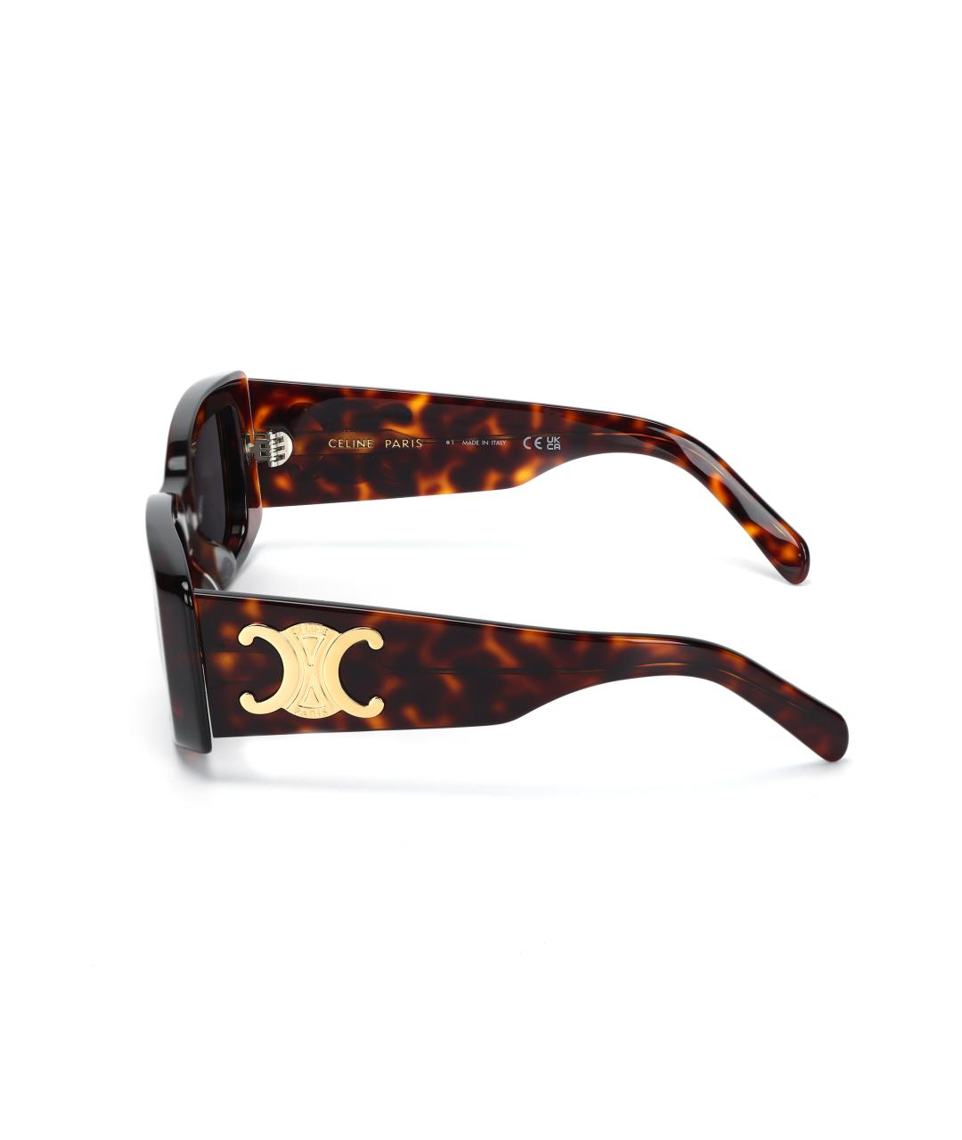 CELINE Коричневые пластиковые солнцезащитные очки, фото 3