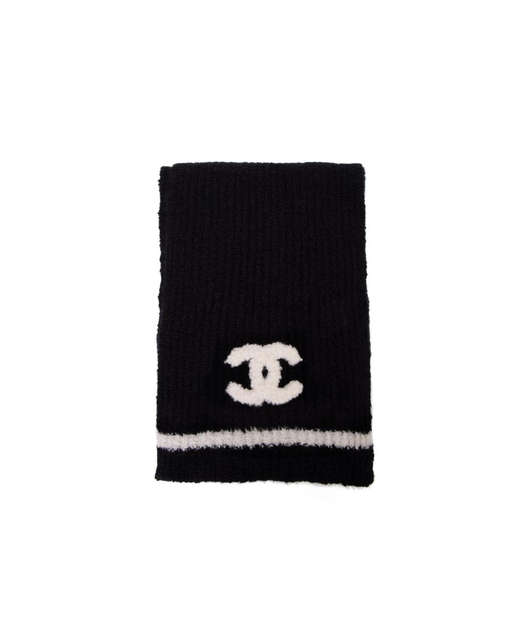 CHANEL Черный кашемировый шарф, фото 1