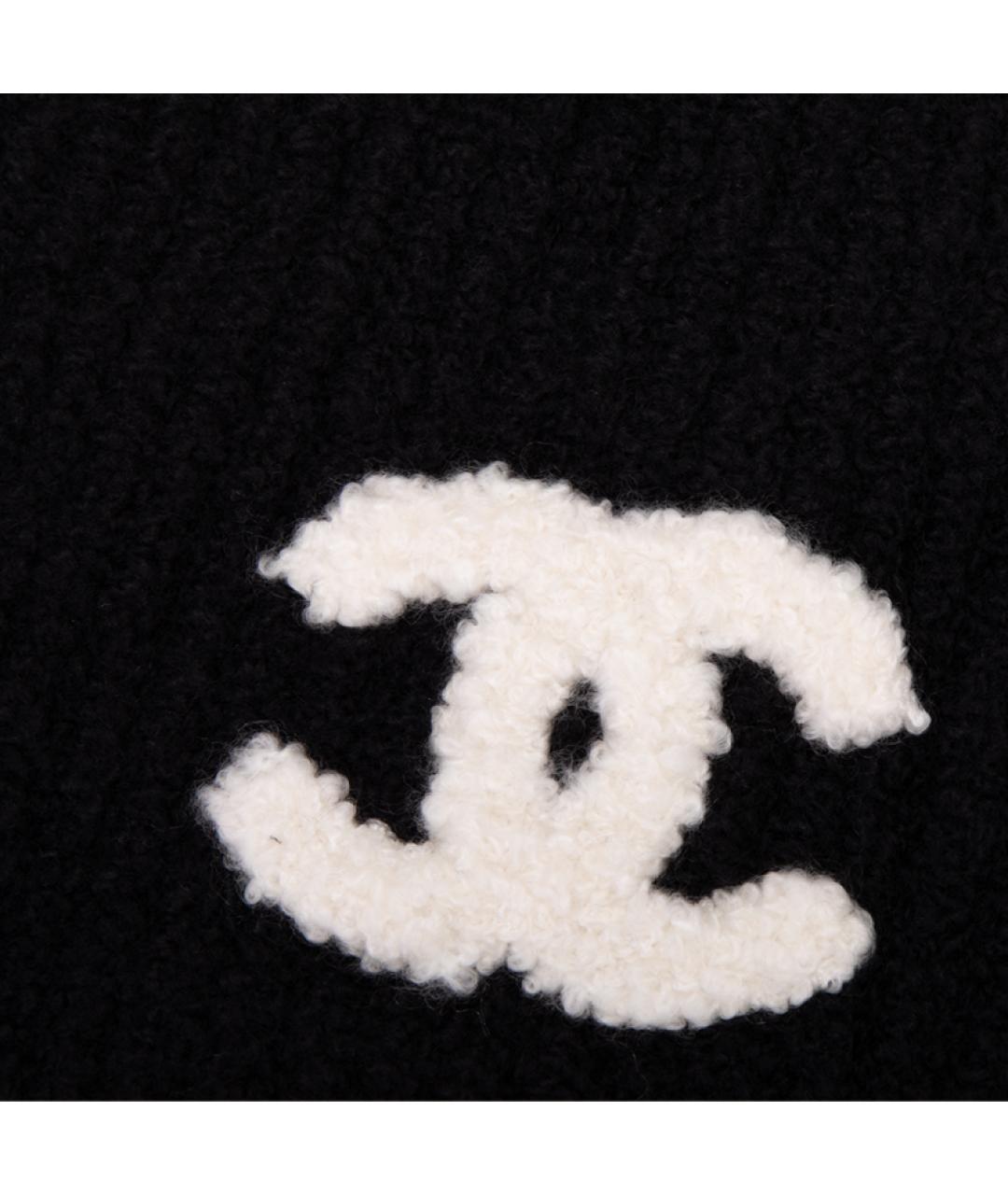 CHANEL Черный кашемировый шарф, фото 3