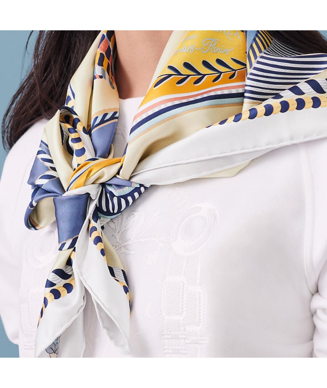 HERMES Синий шарф, фото 4