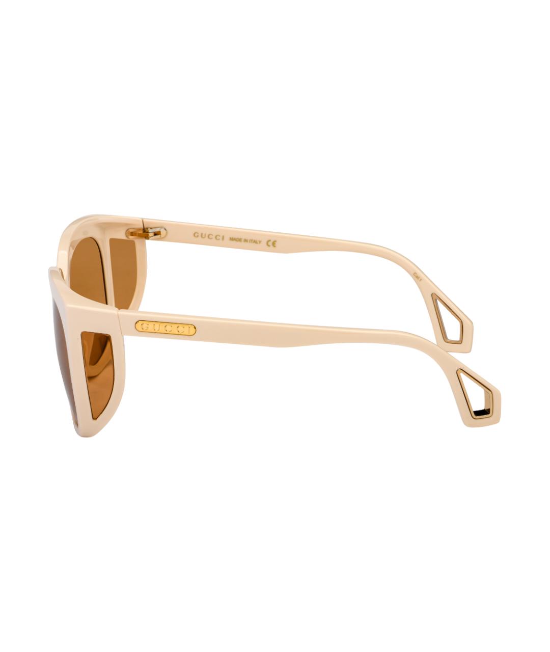 GUCCI Бежевые пластиковые солнцезащитные очки, фото 6
