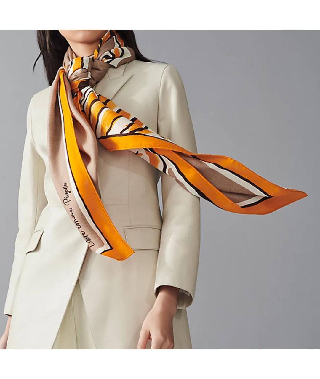 HERMES Коричневый шарф, фото 2