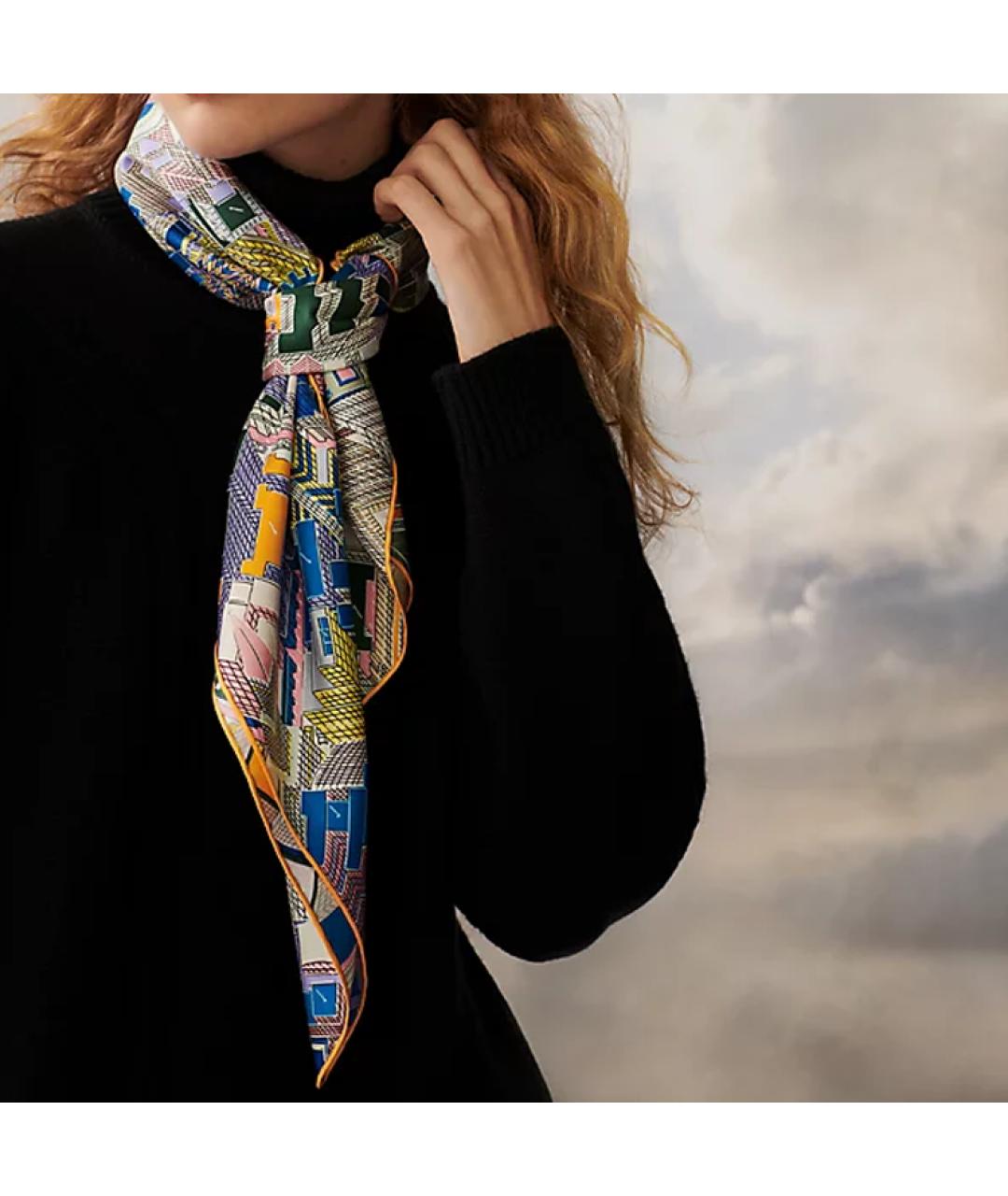 HERMES Мульти шелковый шарф, фото 2